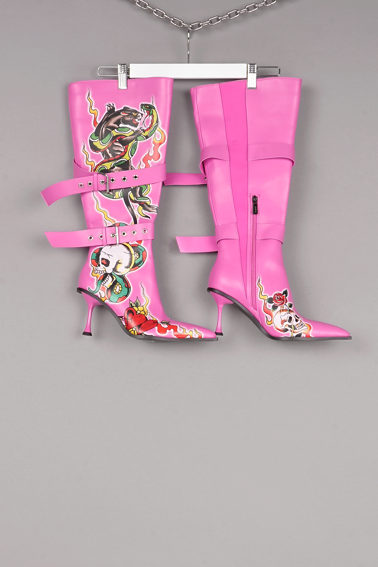 PINK ED HARDY X NAMILIA TATTOO BELT BOOTS