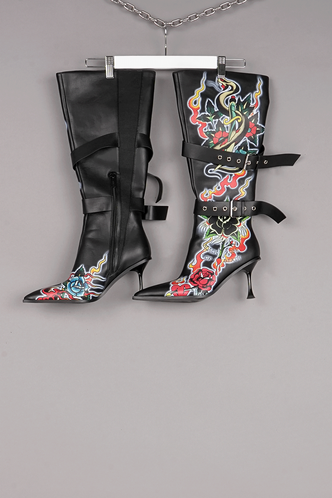 BLACK ED HARDY X NAMILIA TATTOO BELT BOOTS
