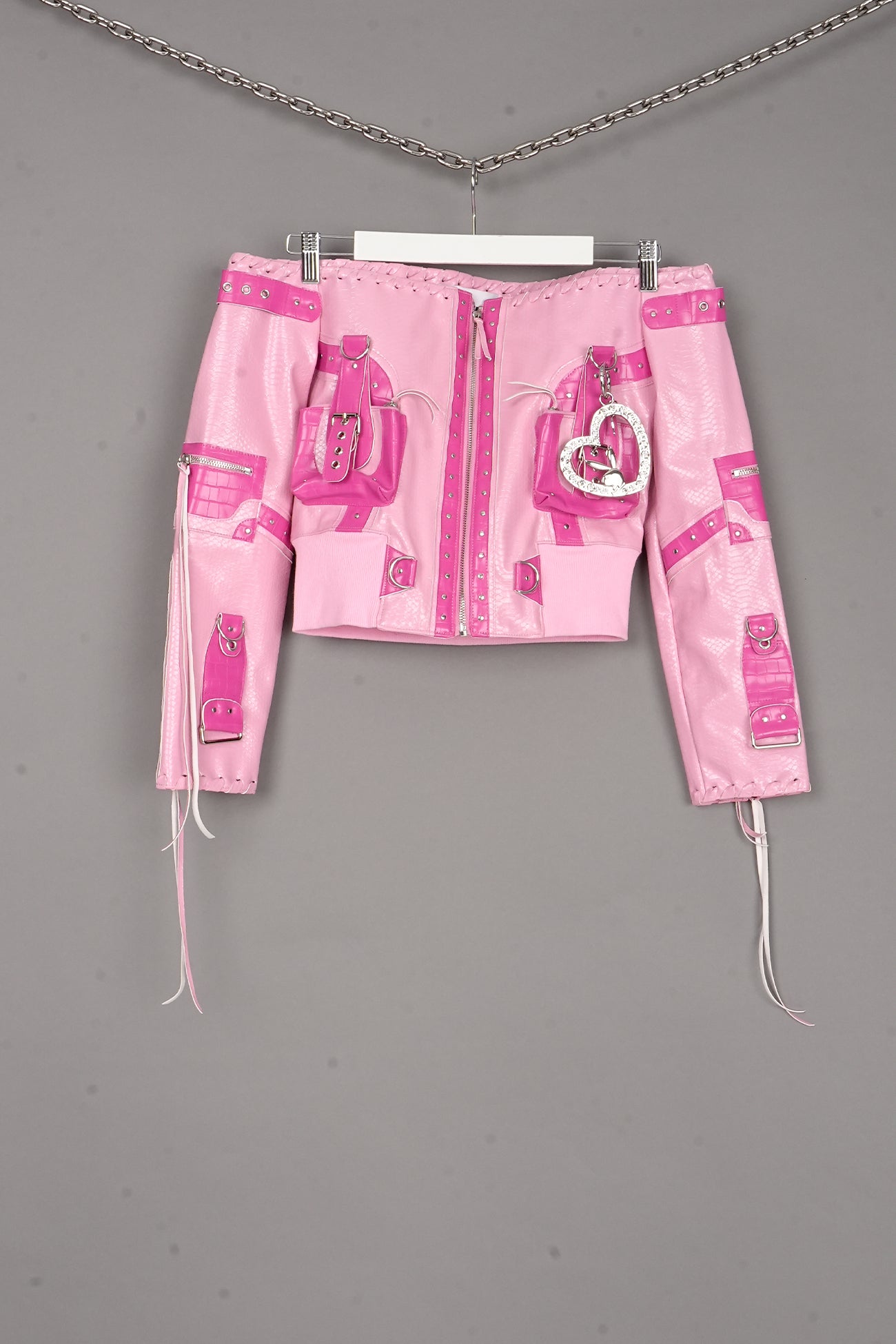 OFF SHOULDER HANDBAG JACKET PINK - ONE-OFF
