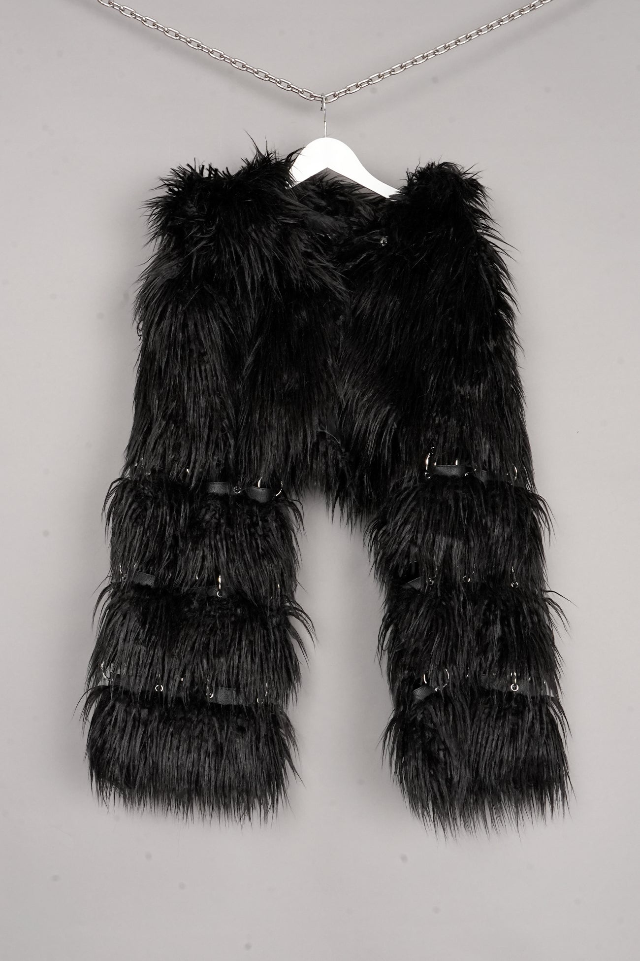 DETACHABLE FAUX FUR JACKET with openable METAL RING - one off