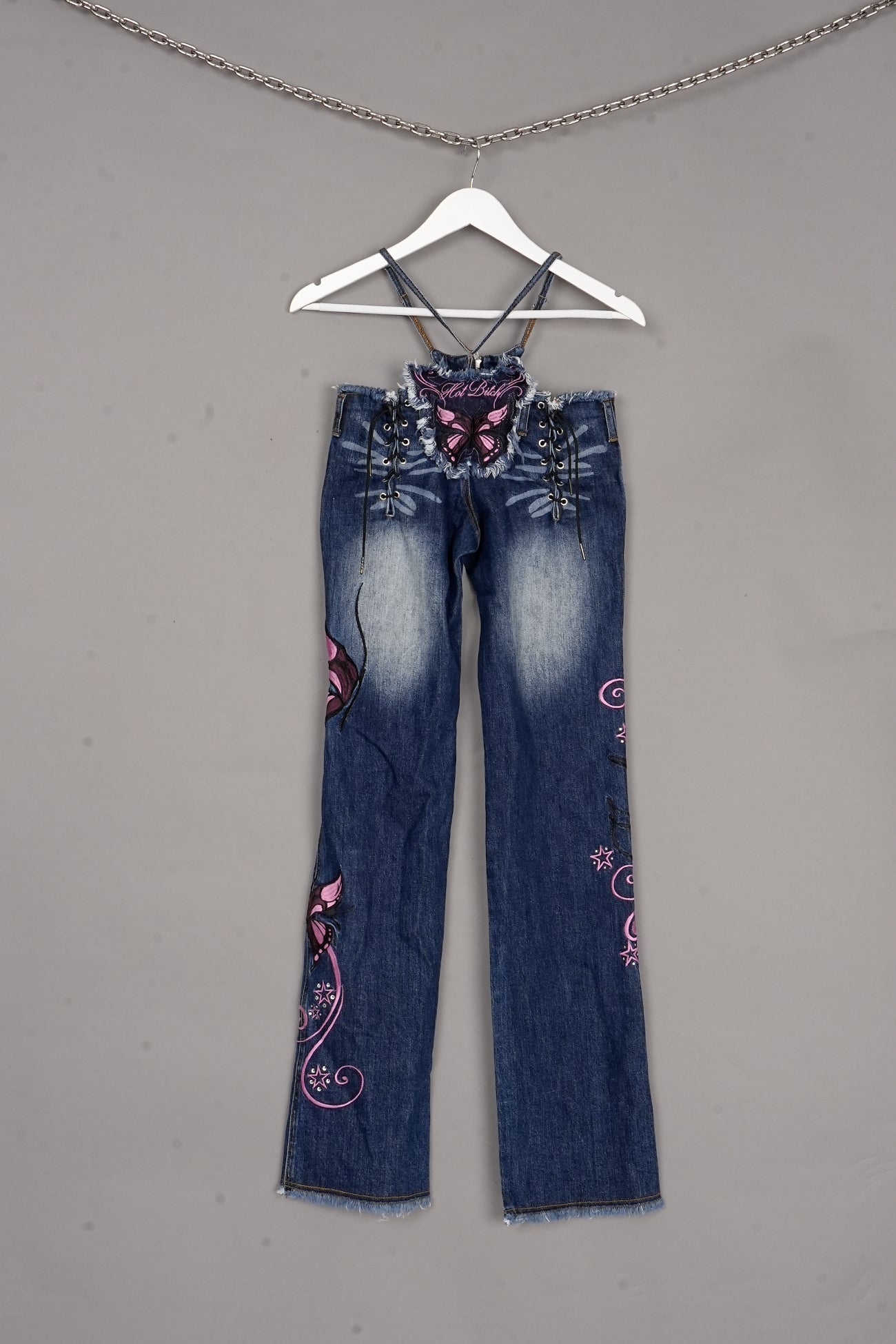 BUTTERFLY DENIM PANTS DARK BLUE