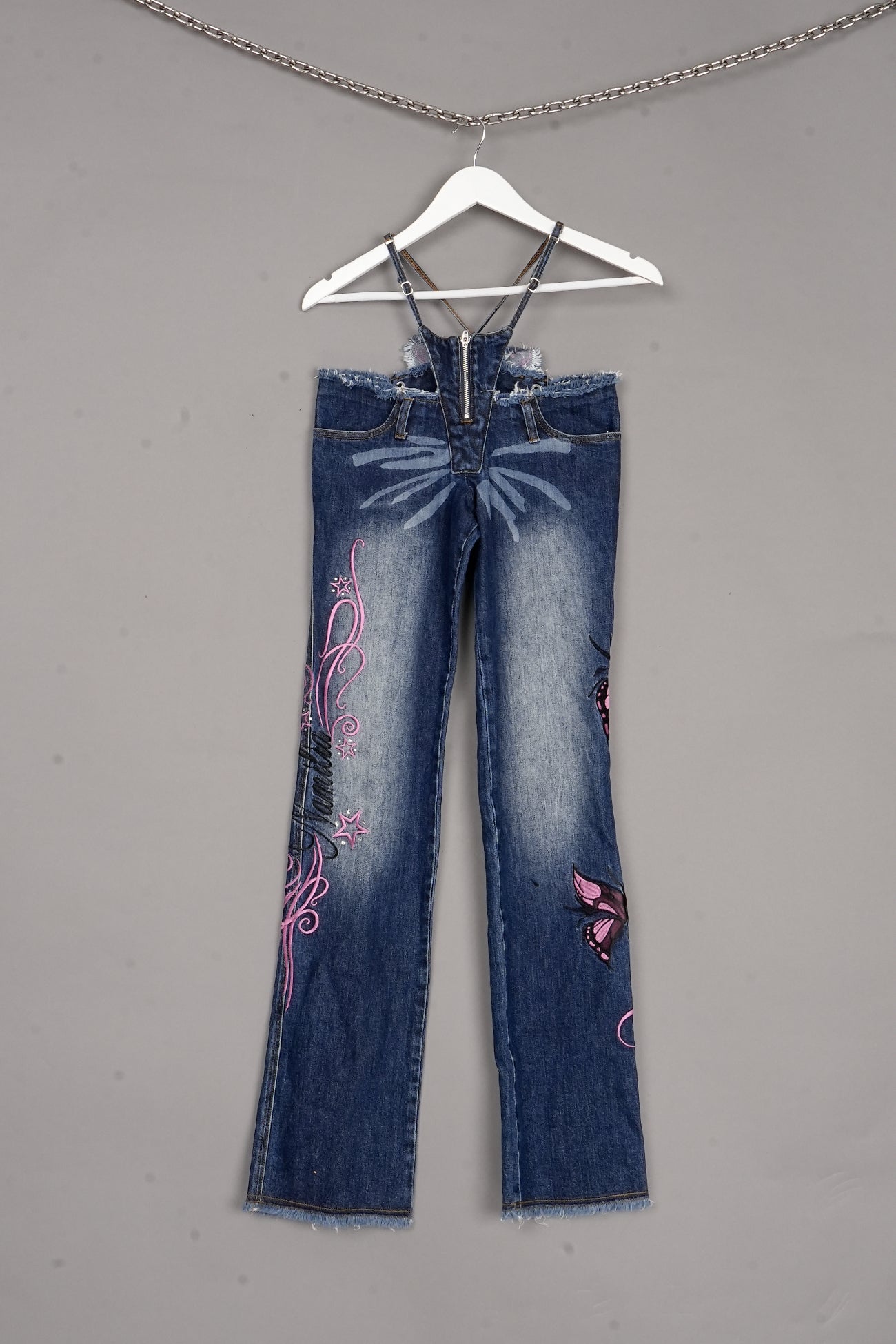 BUTTERFLY DENIM PANTS DARK BLUE