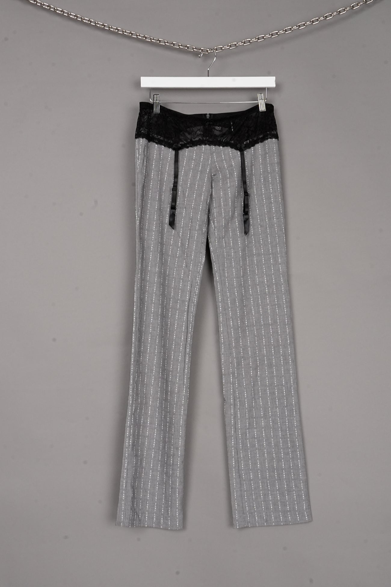 CUNT PRINT SUITING PANTS GREY - ONE-OFF