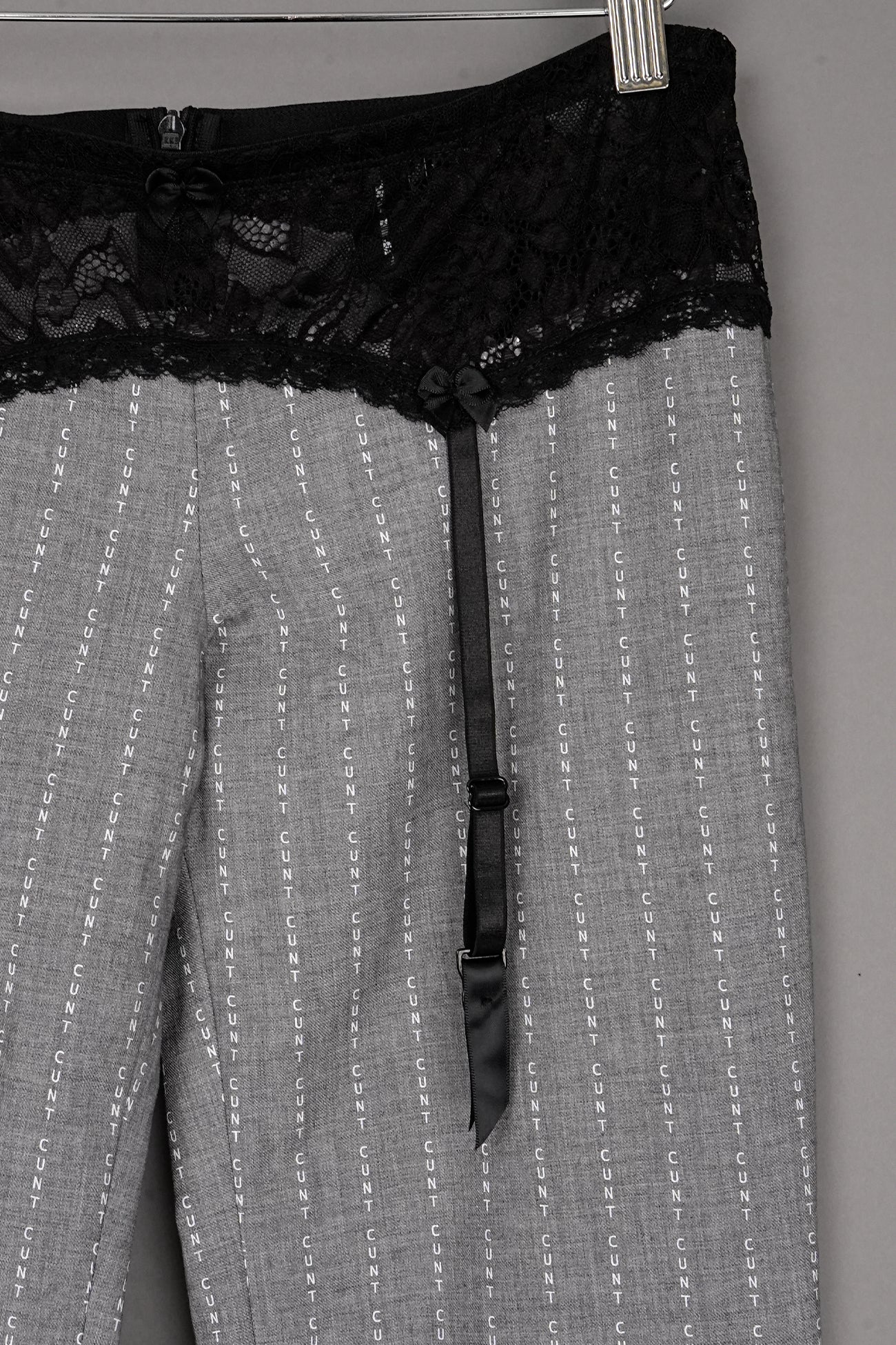 CUNT PRINT SUITING PANTS GREY - ONE-OFF