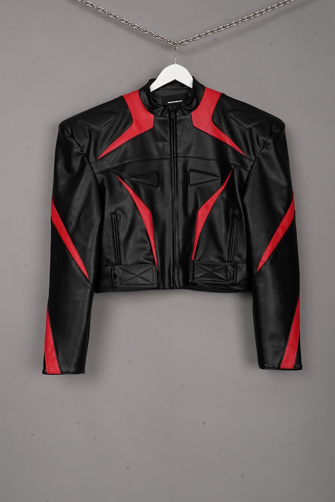 POWER SHOULDER MOTO JACKET RED/BLACK