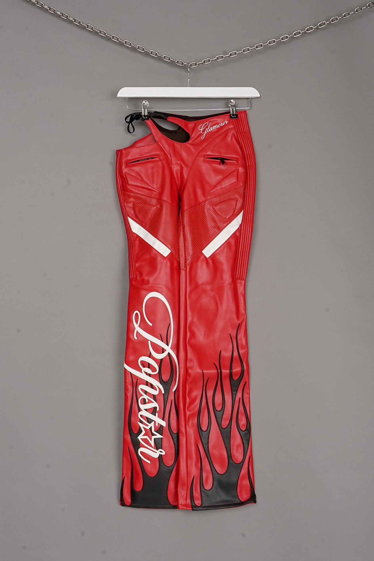 Hollywood Asymmetric Moto Trousers x red