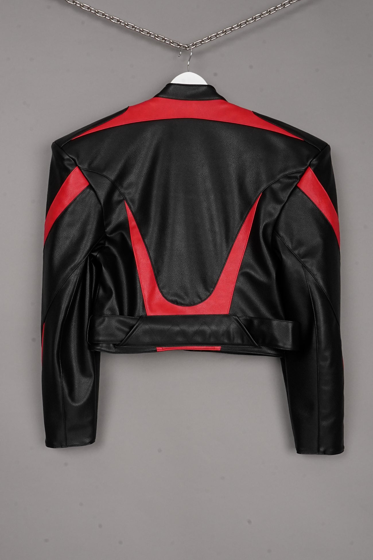 POWER SHOULDER MOTO JACKET RED/BLACK