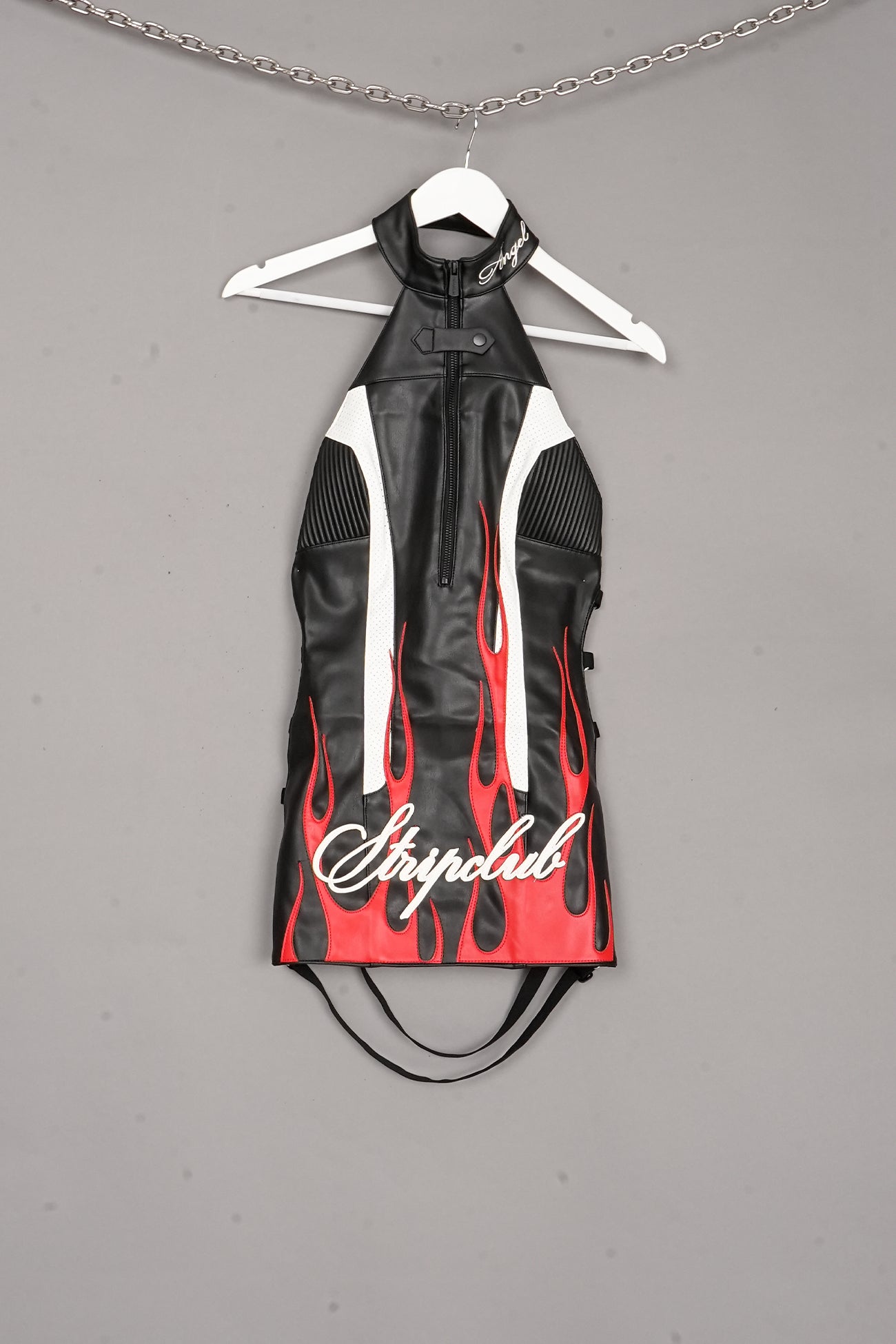 Stripclub Backless Dress black/red X