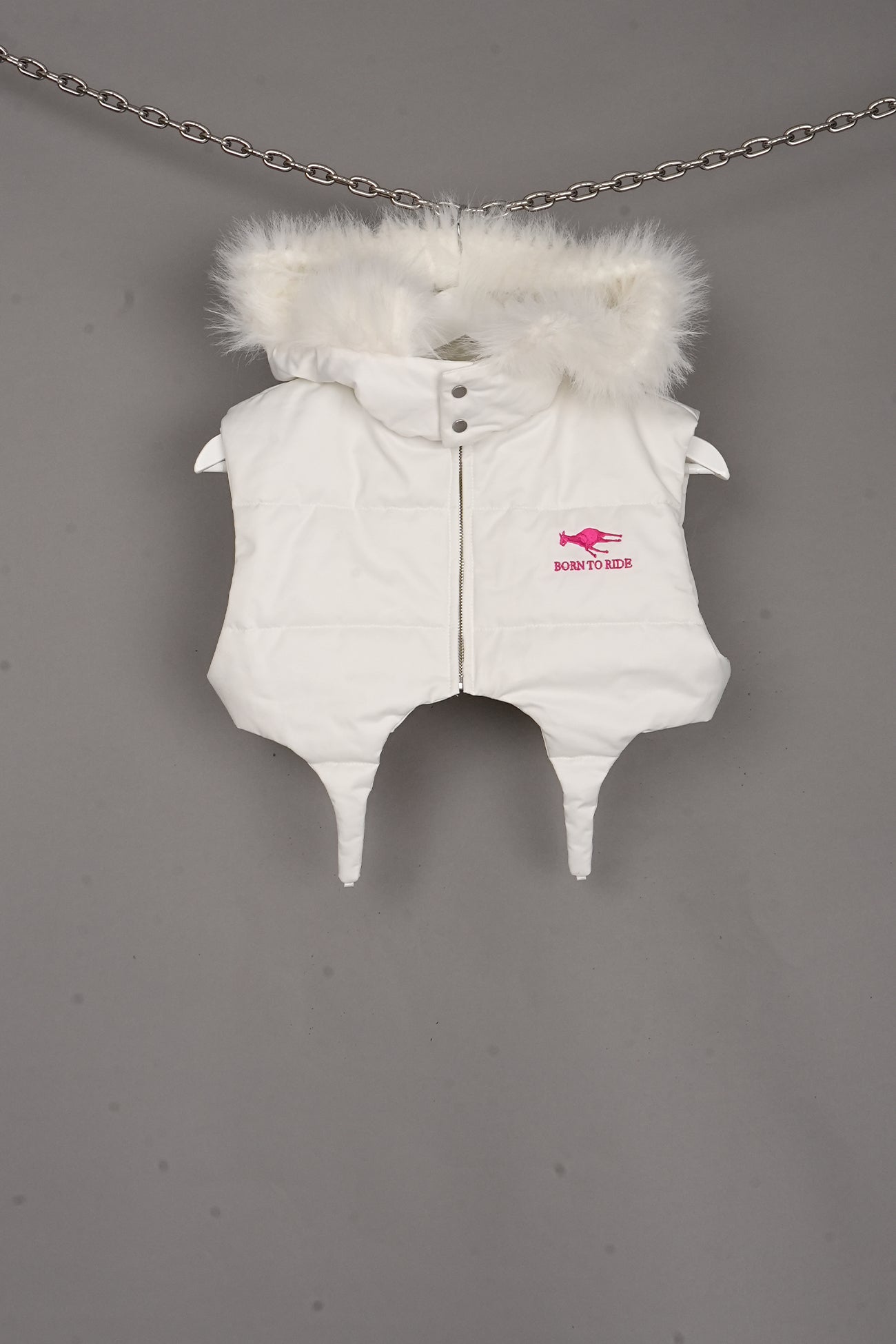 Born To Ride Puffer Vest WHITE X