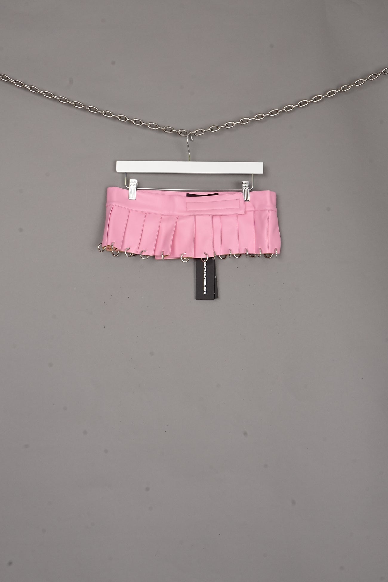 Pleated Mini Skirt With Rings PINK X