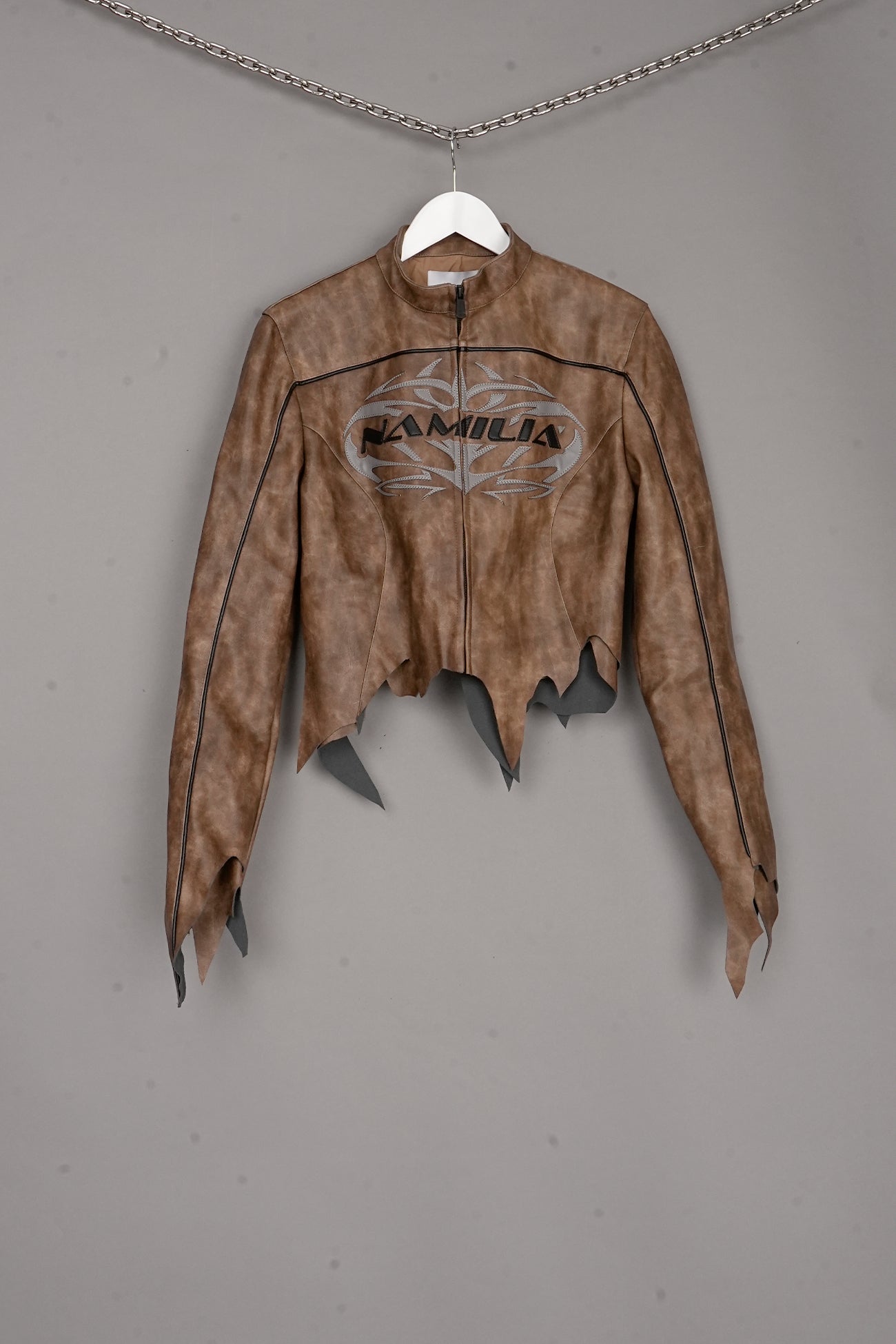 Shredded Moto Jacket BROWN X