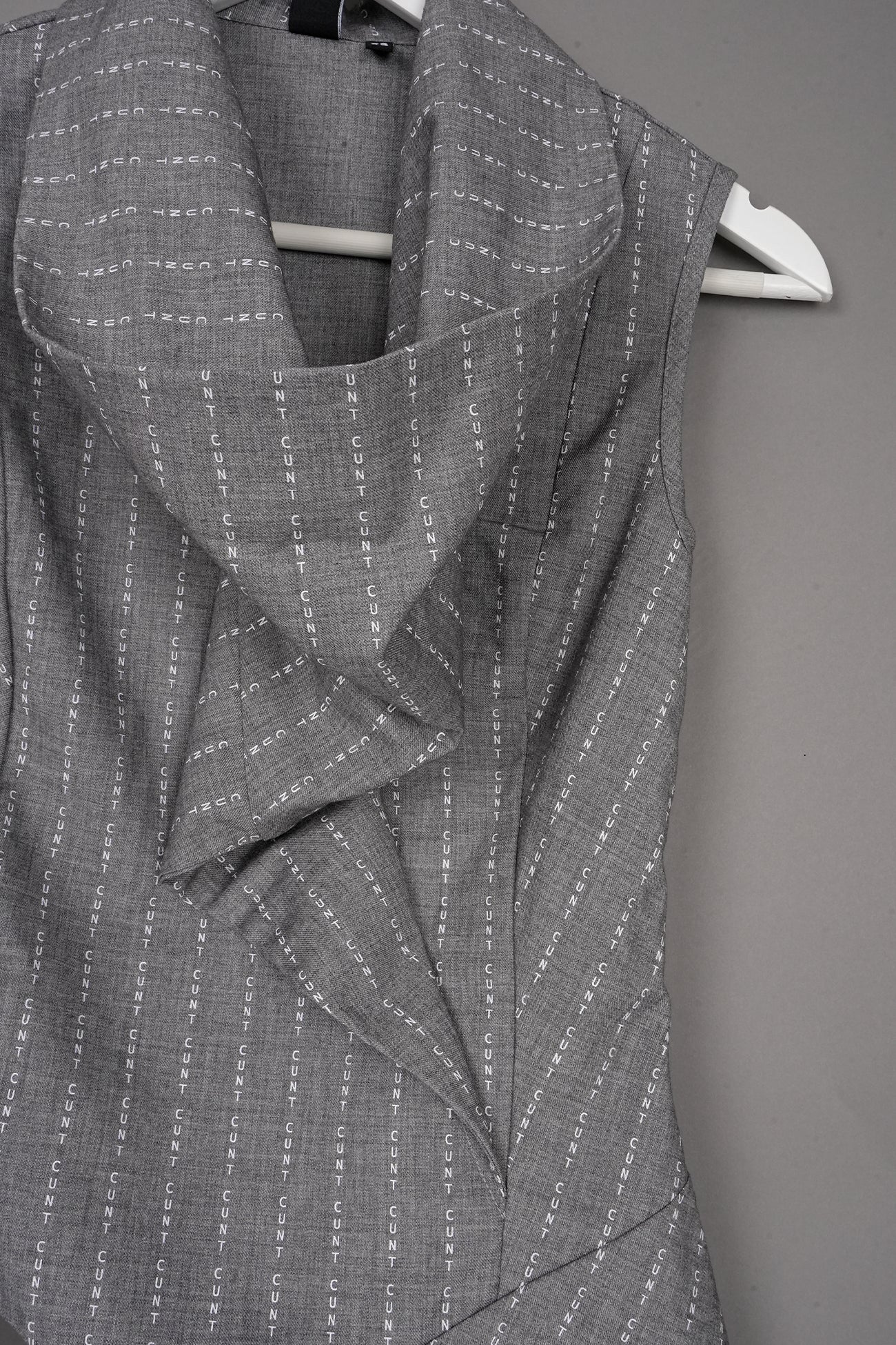 CUNT PRINT DRAPED SHIRT GREY - ONE-OFF