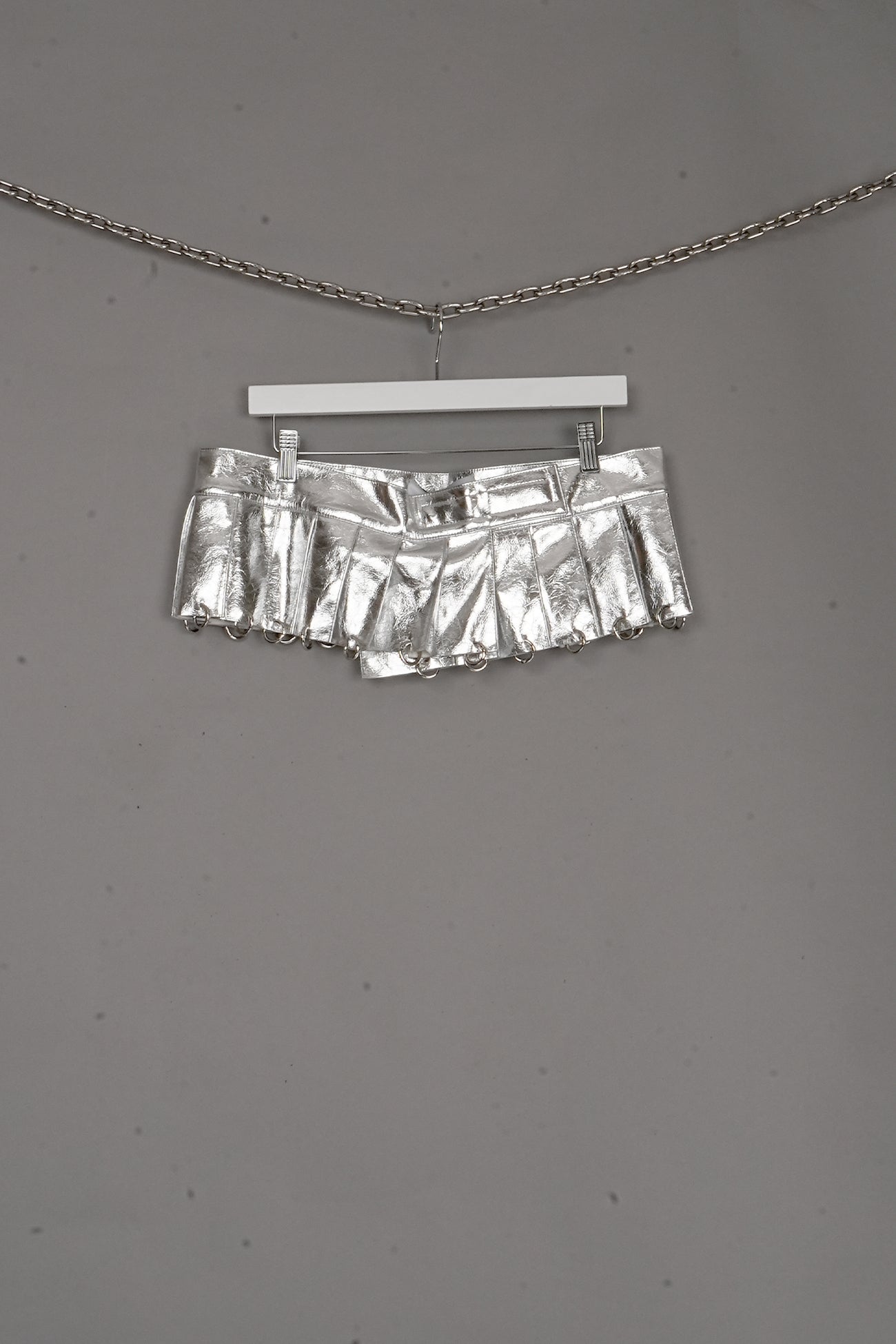 Pleated Mini Skirt With Rings SILVER X