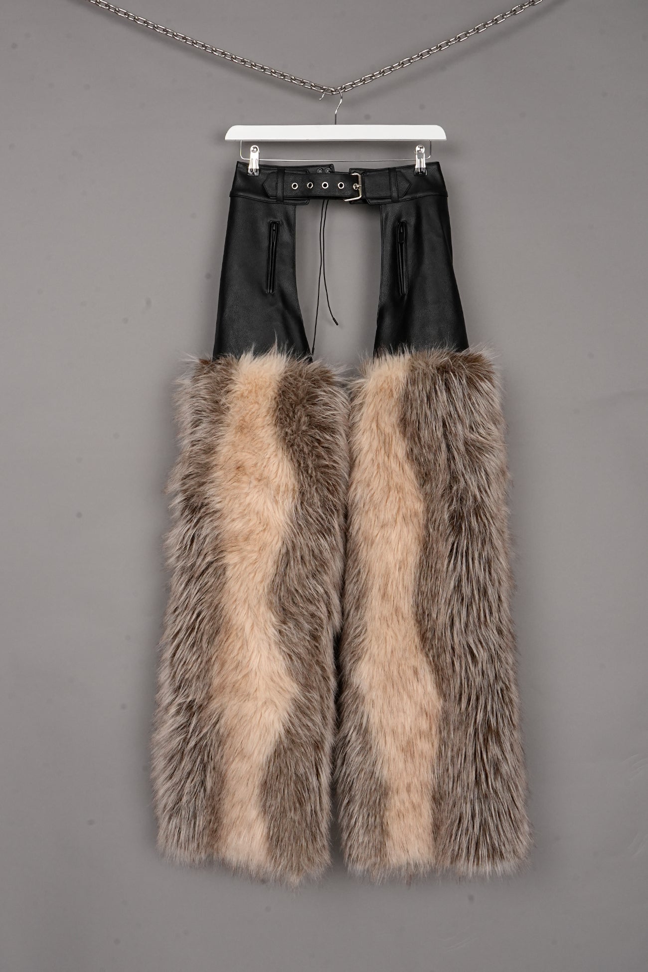 FAUX FUR CHAPS BLACK/BROWN - ONE-OFF