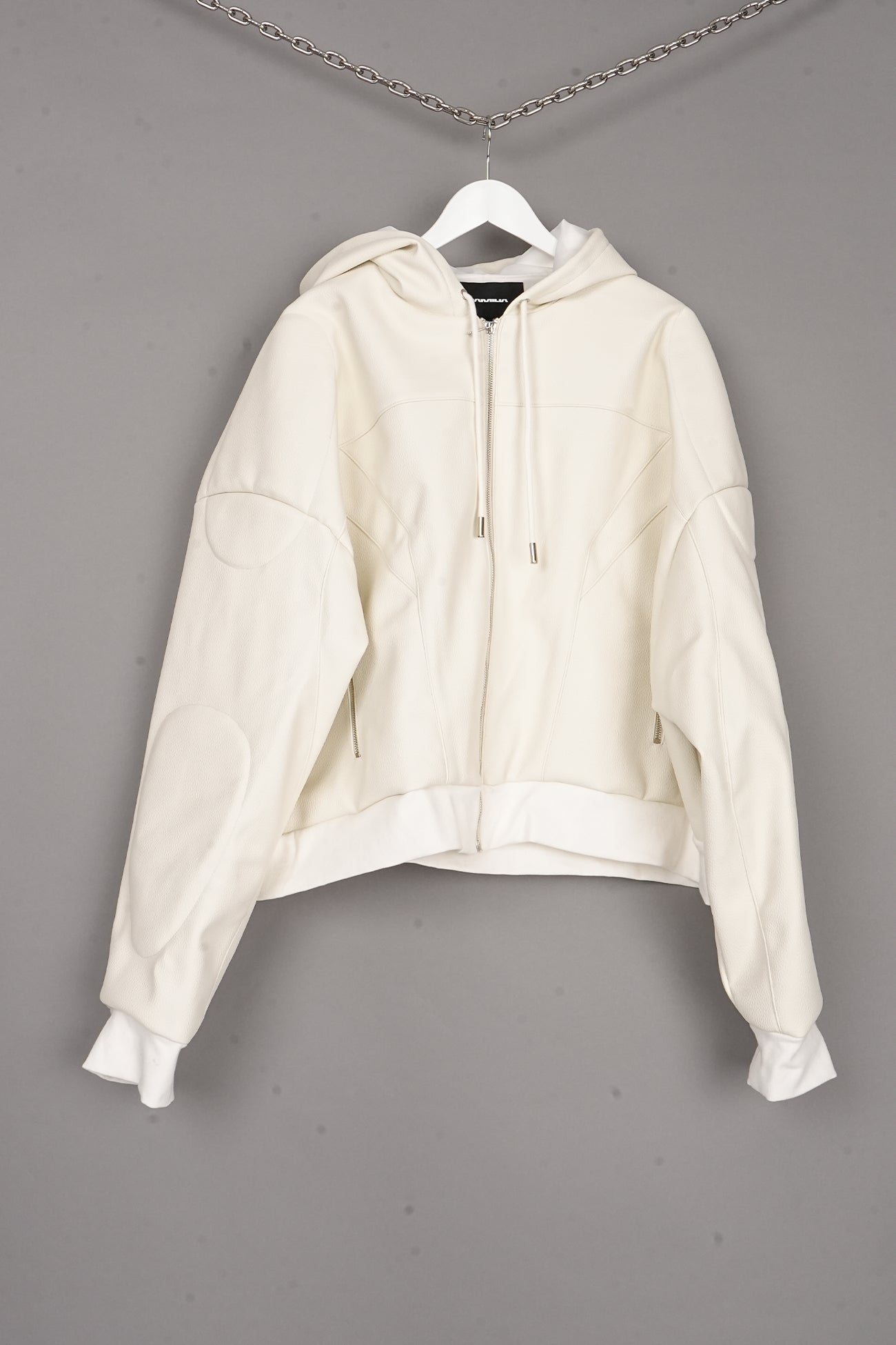 OVERSIZED HOODED PU JACKET WHITE - ONE-OFF