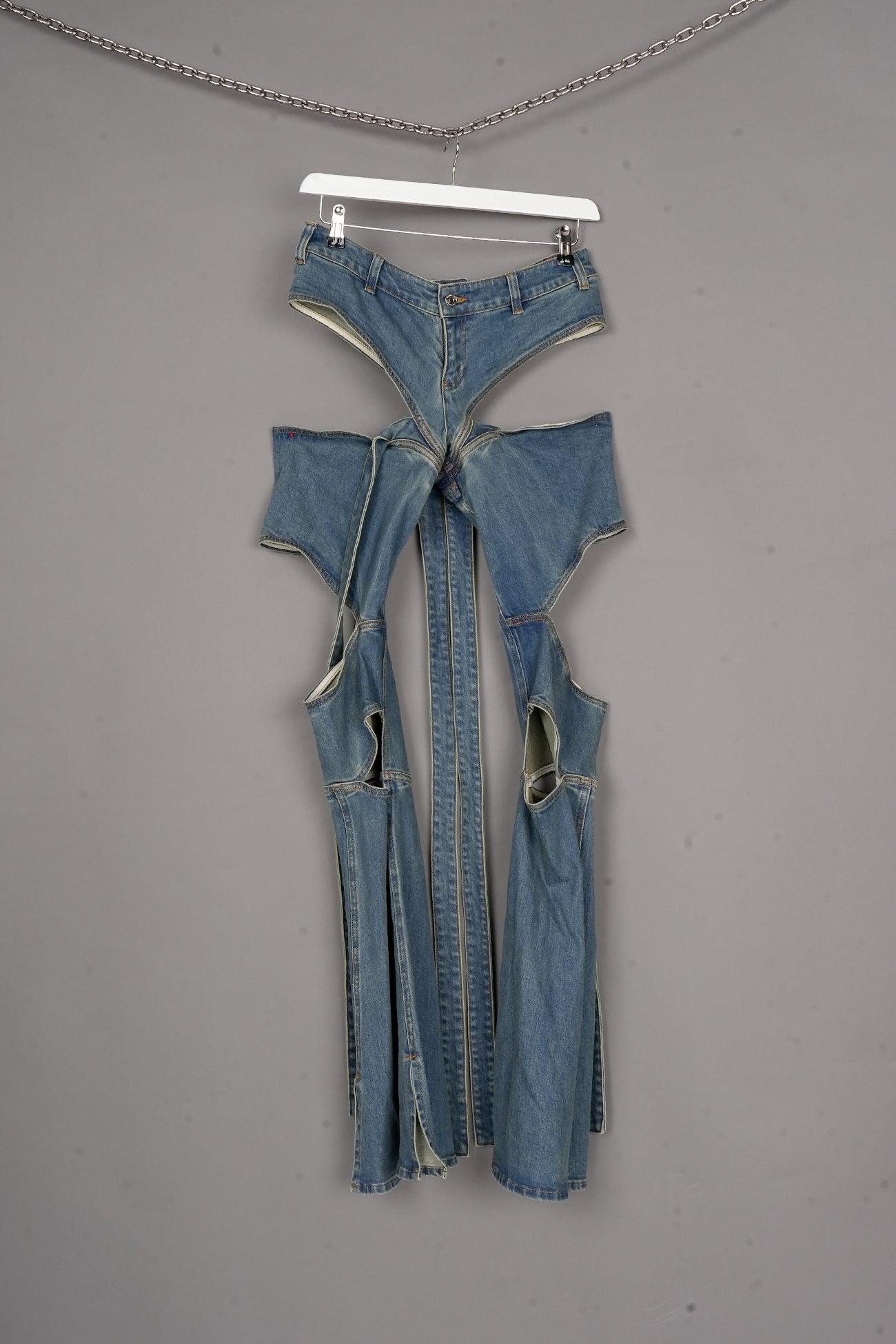 DENIM CUT OUT WRAP PANTS - ONE-OFF
