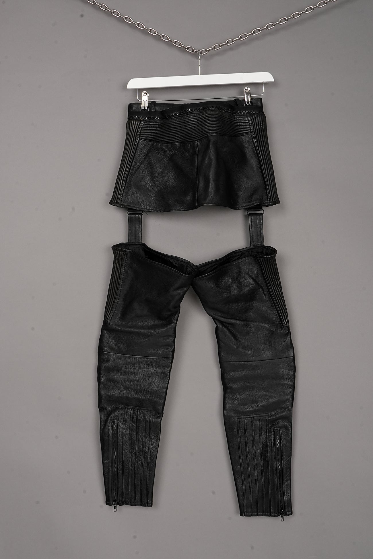 REAL LEATHER DETACHABLE BIKER SKIRT ONE-OFF