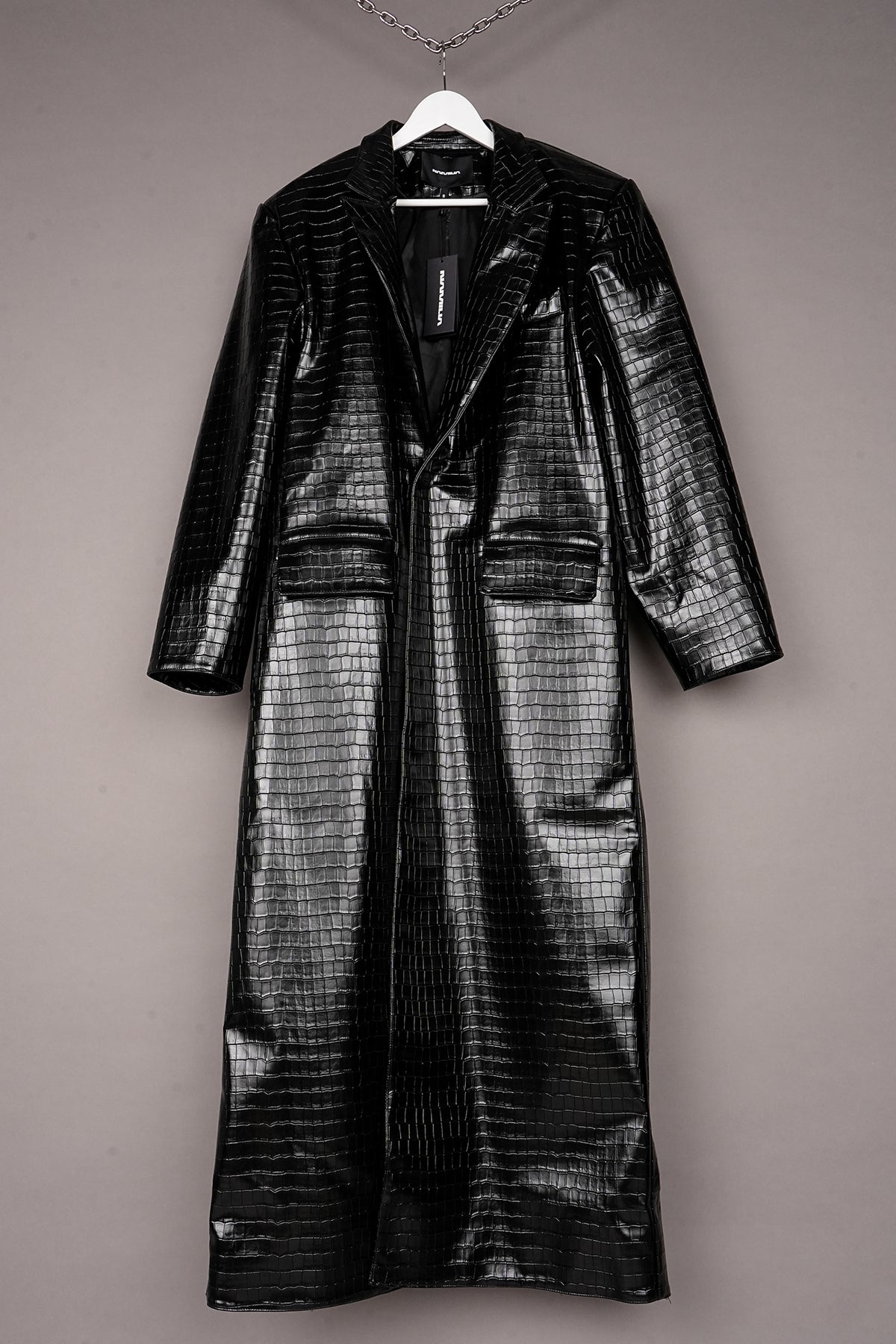 VEGAN LEATHER CROC BLAZER COAT