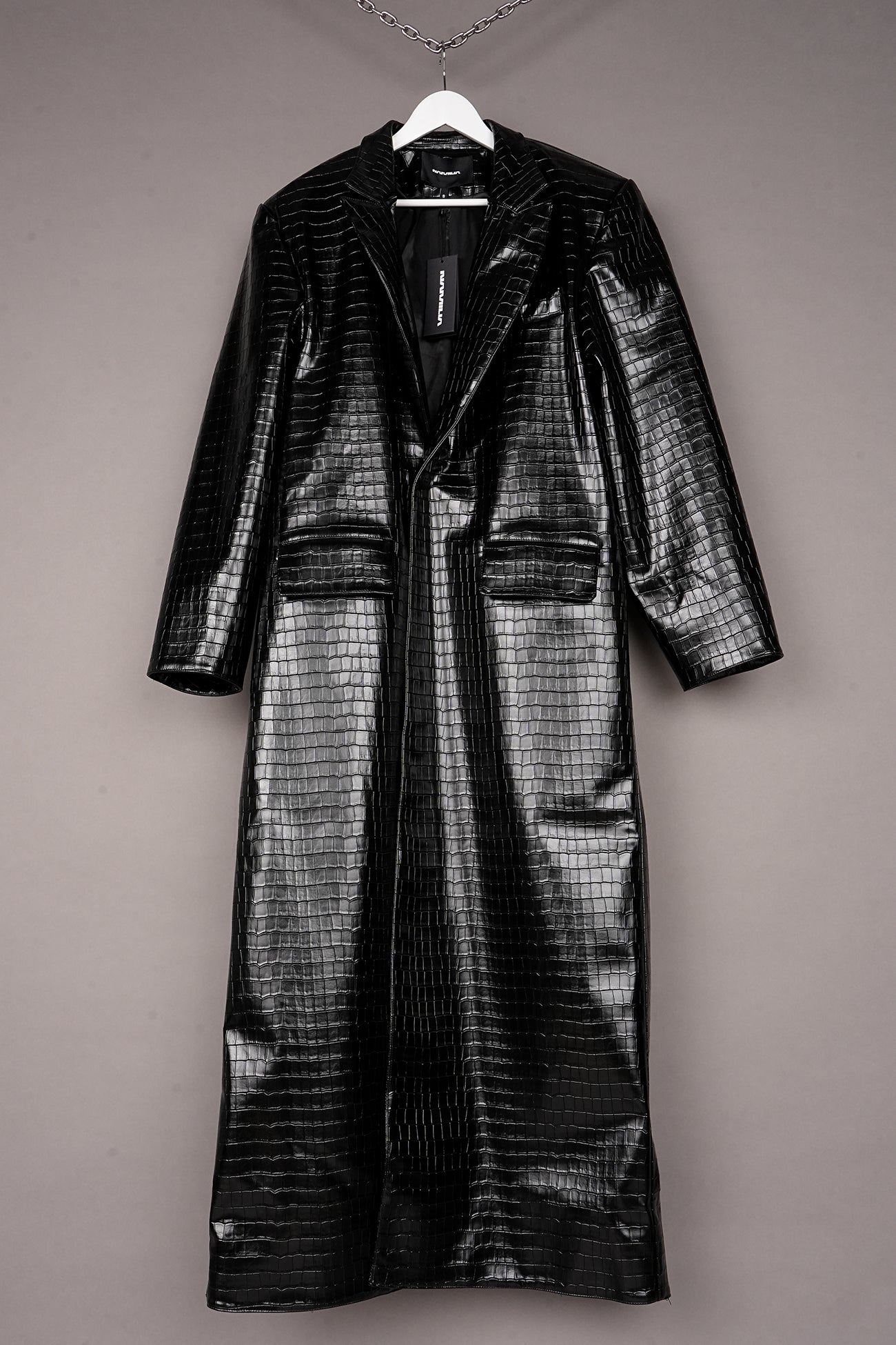 VEGAN LEATHER CROC BLAZER COAT