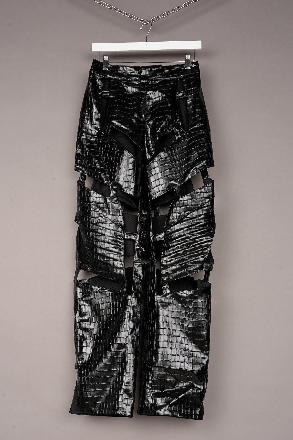 VEGAN LEATHER CROC BIKER FLOATING PANTS