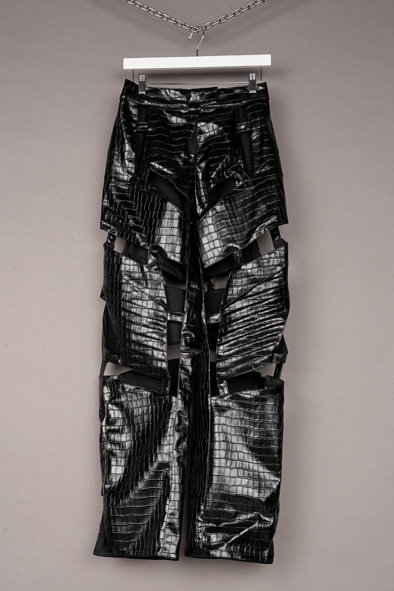 VEGAN LEATHER CROC BIKER FLOATING PANTS