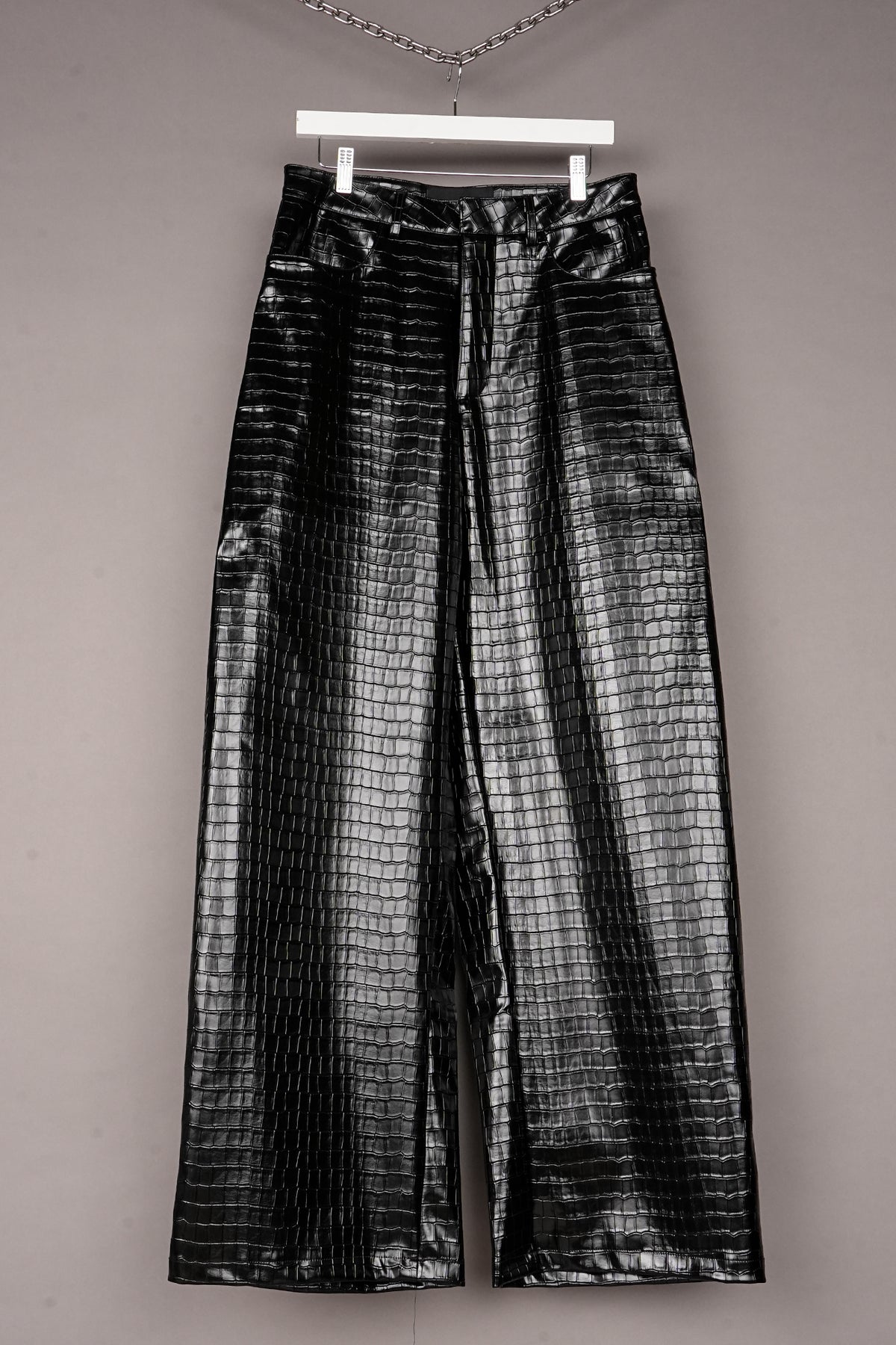 VEGAN LEATHER CROC BAGGY SUITING PANTS