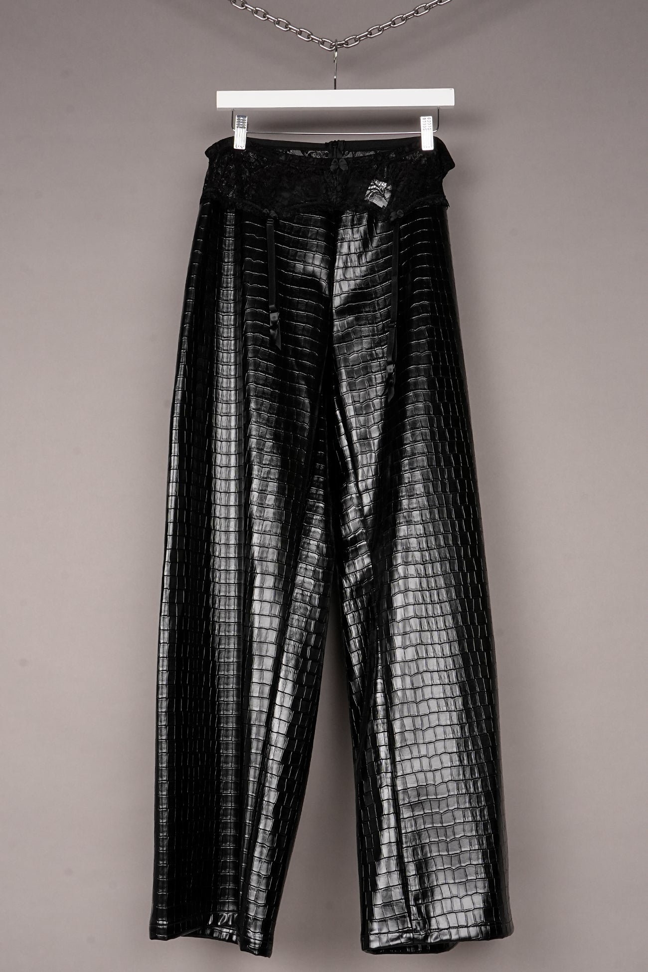 VEGAN LEATHER CROC GARTER OFFICE PANTS