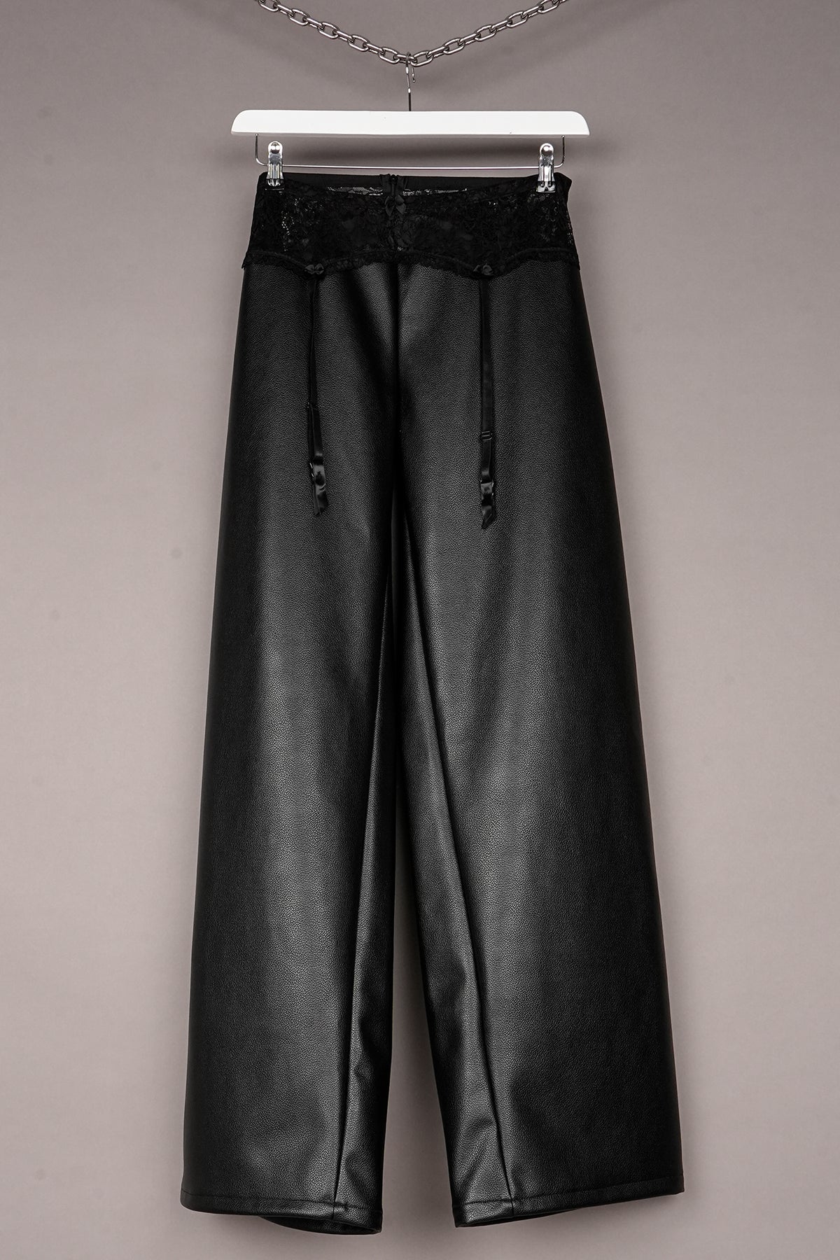 VEGAN LEATHER GARTER OFFICE PANTS