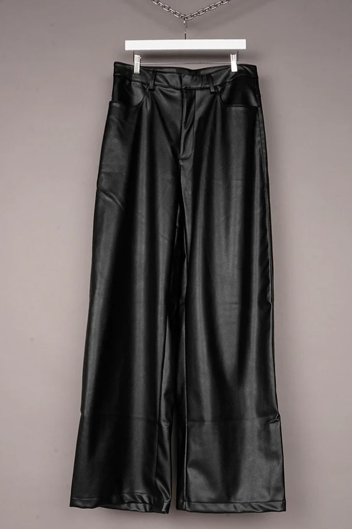 VEGAN LEATHER BAGGY SUITING PANTS