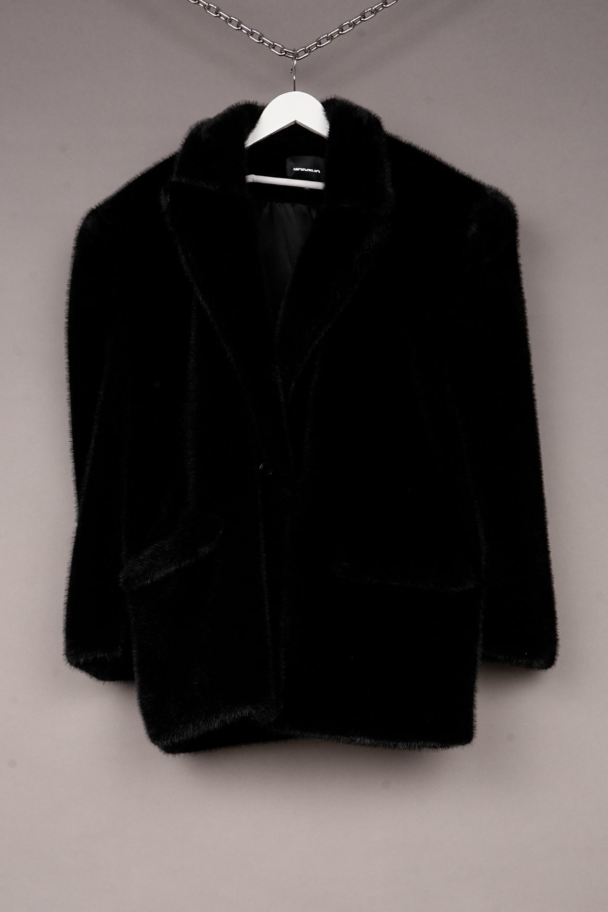 LUXE BLACK FAUX FUR SHORT COAT - ONE OFF