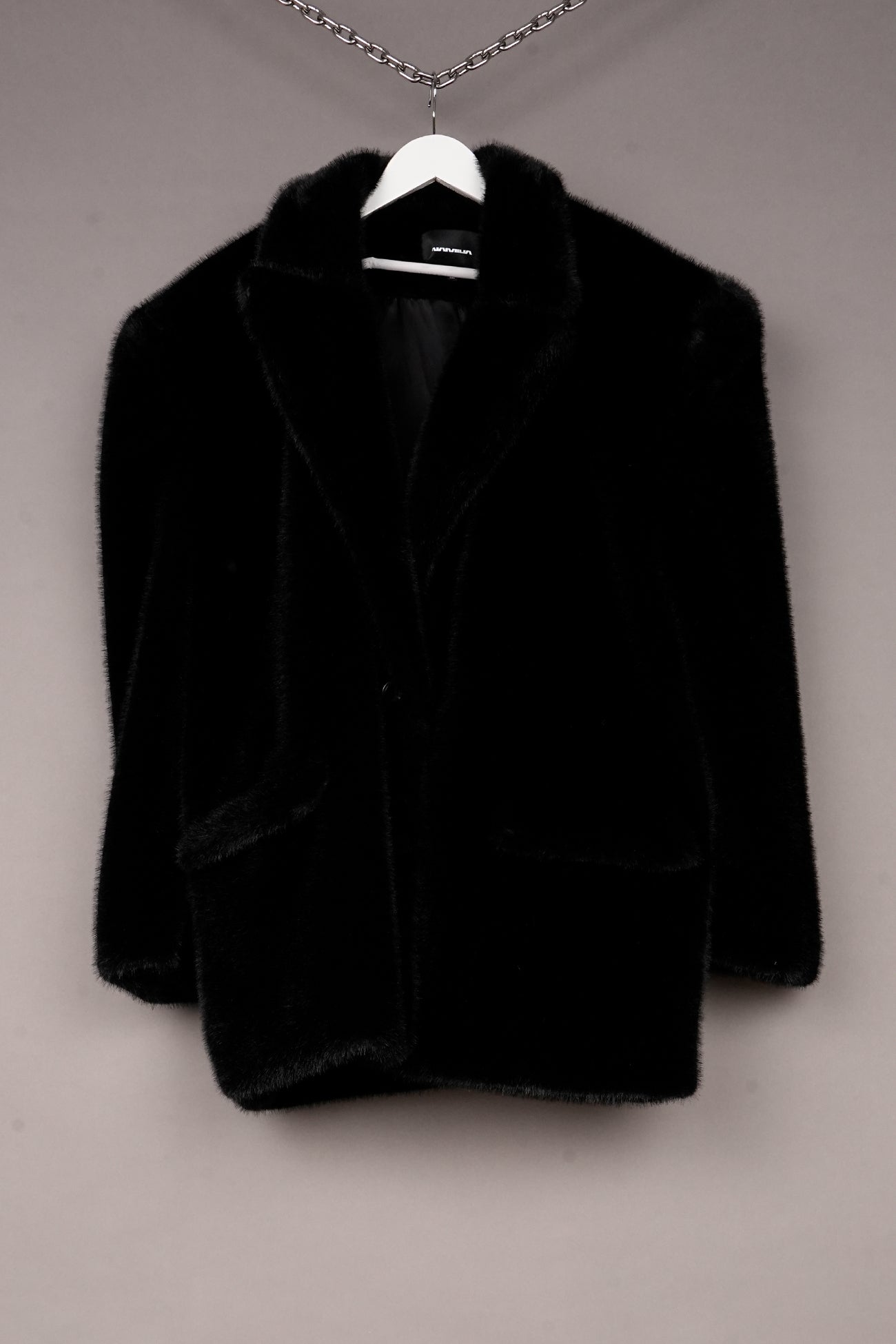 LUXE BLACK FAUX FUR SHORT COAT - ONE OFF