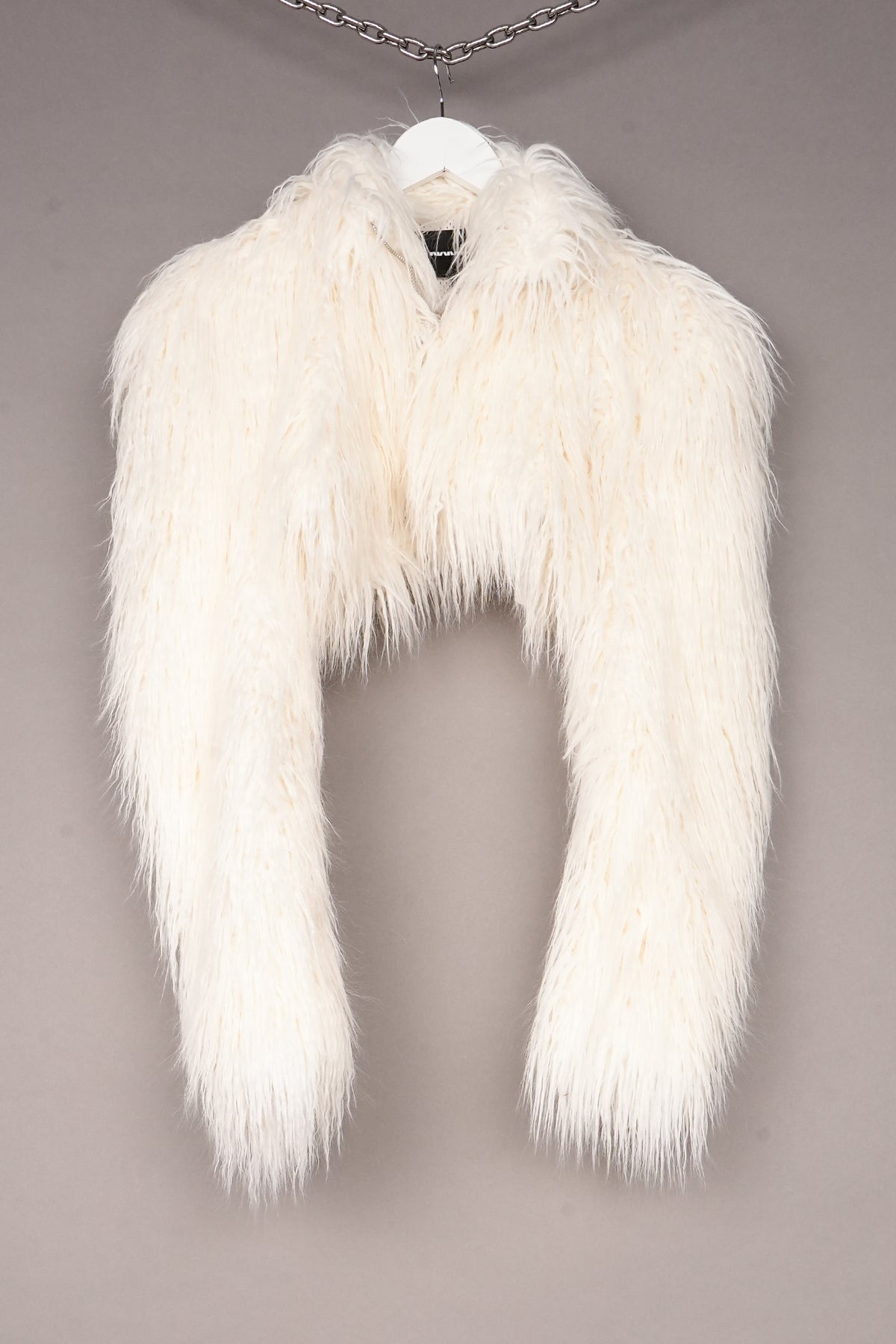 WHITE FAUX FUR BOLERO JACKET