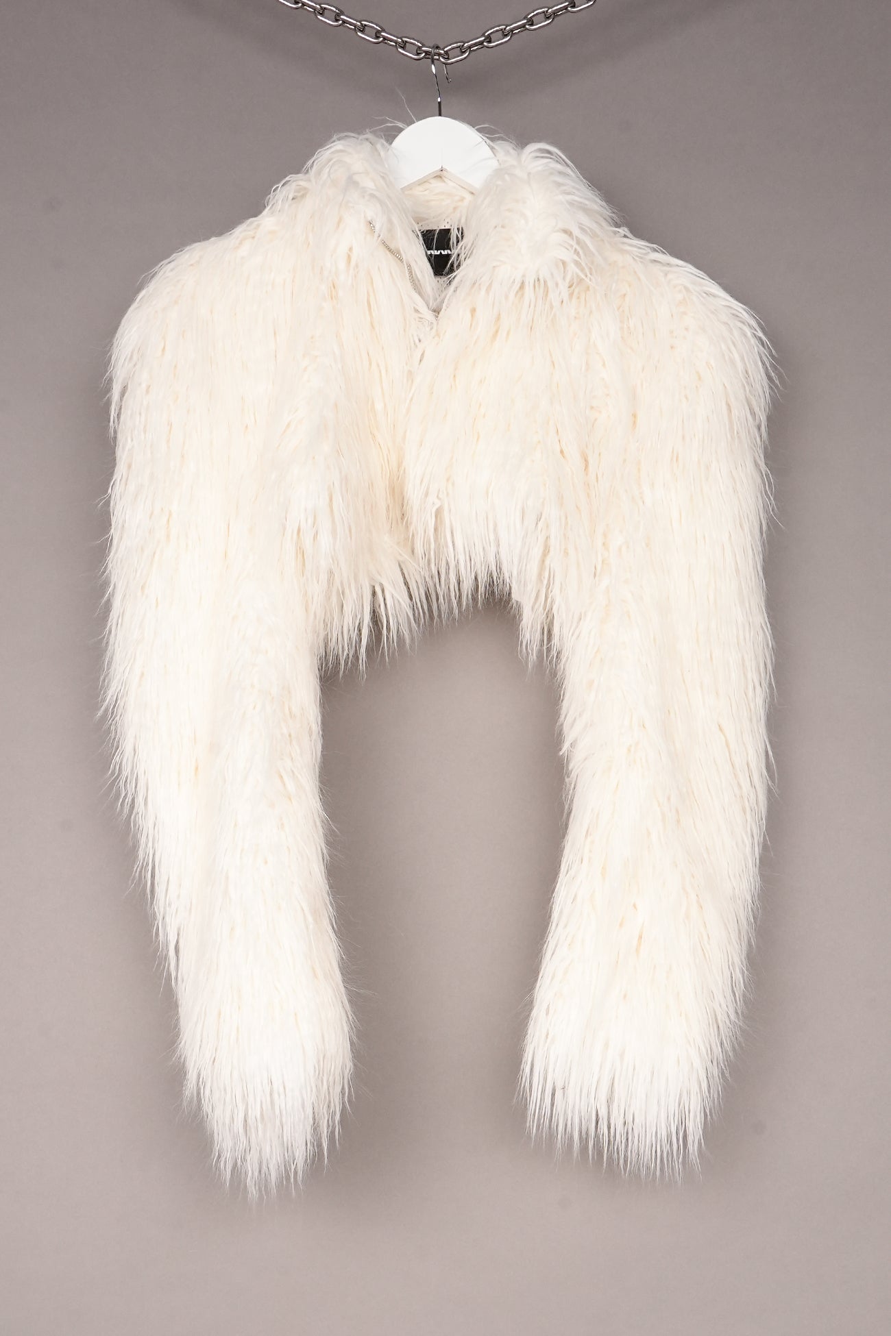WHITE FAUX FUR BOLERO JACKET