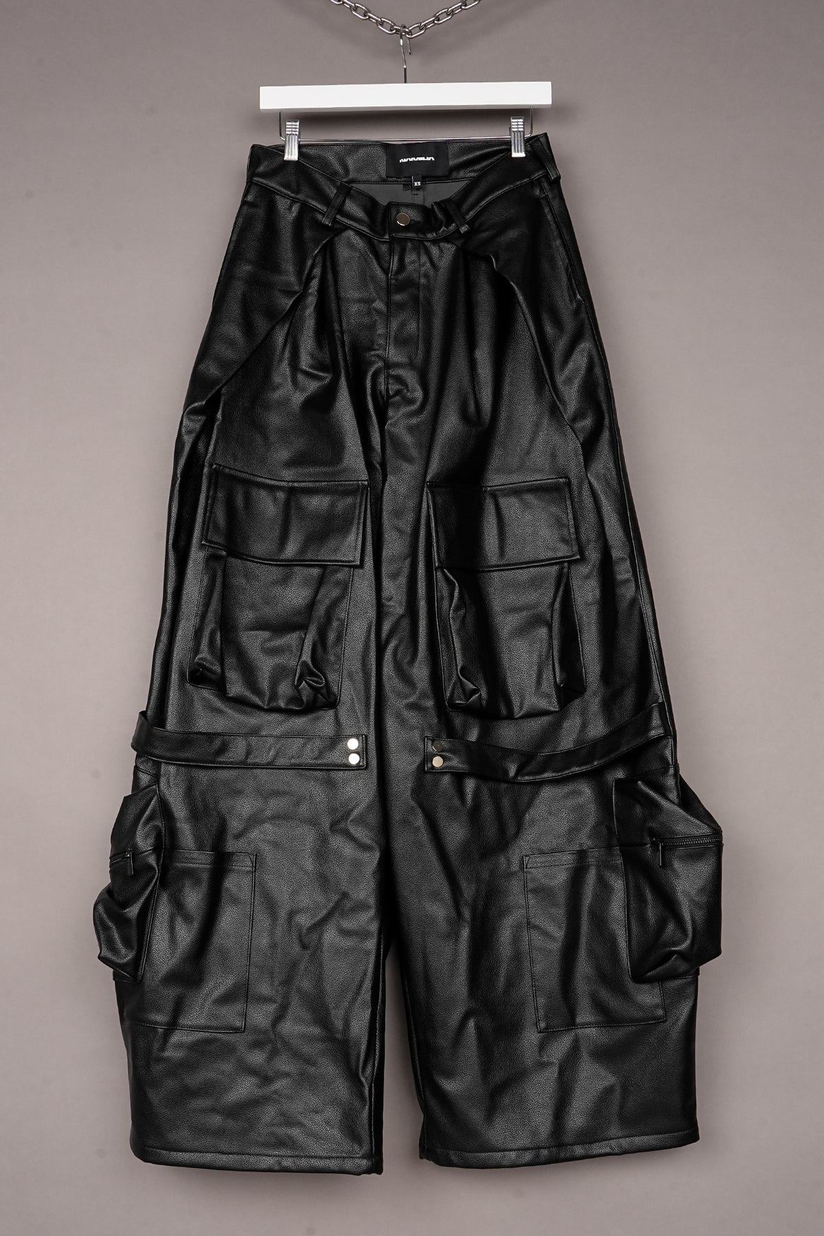 OVERSIZE VEGAN LEATHER CARGO PANTS - ONE OFF