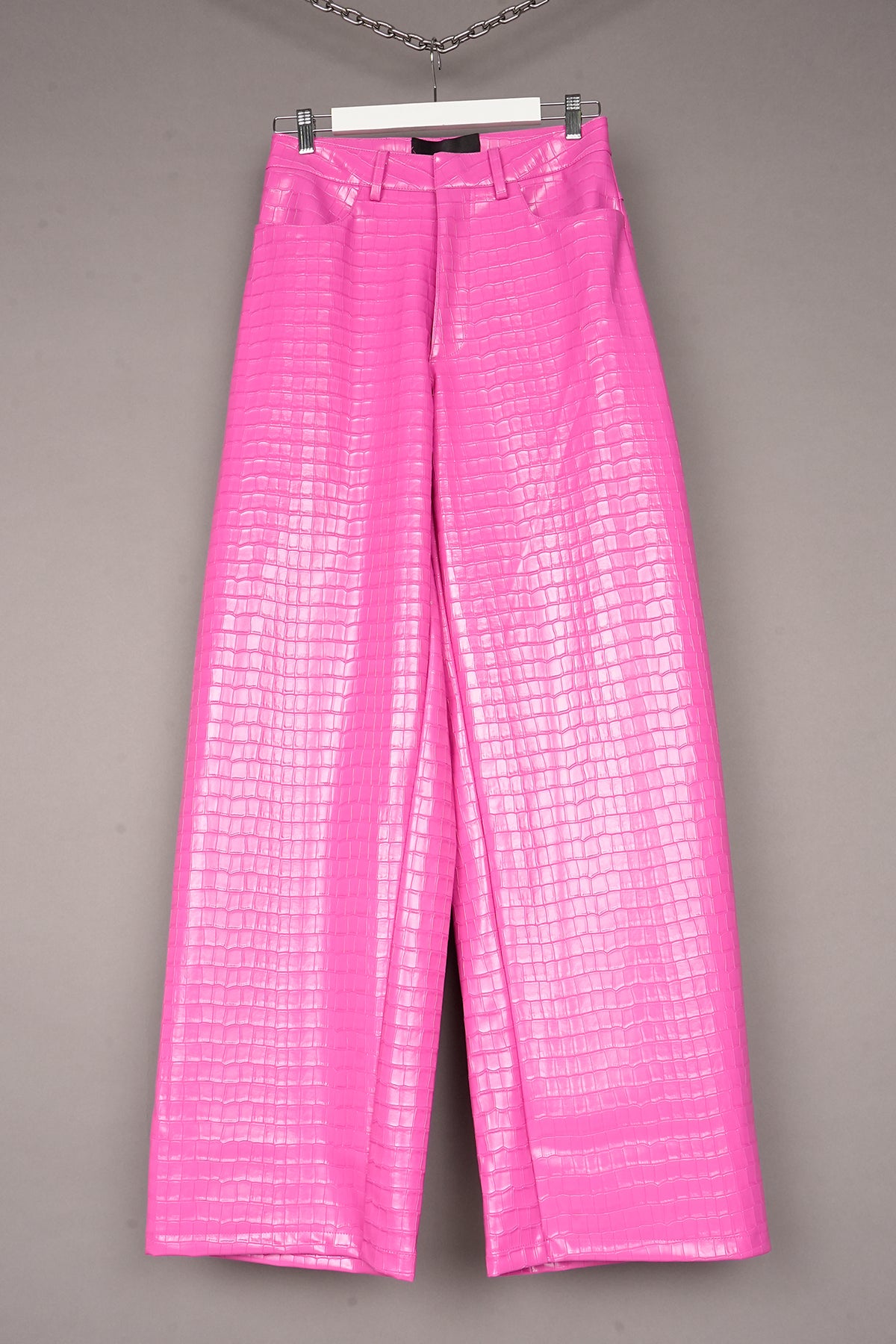 VEGAN LEATHER PINK CROC LEATHER PANTS