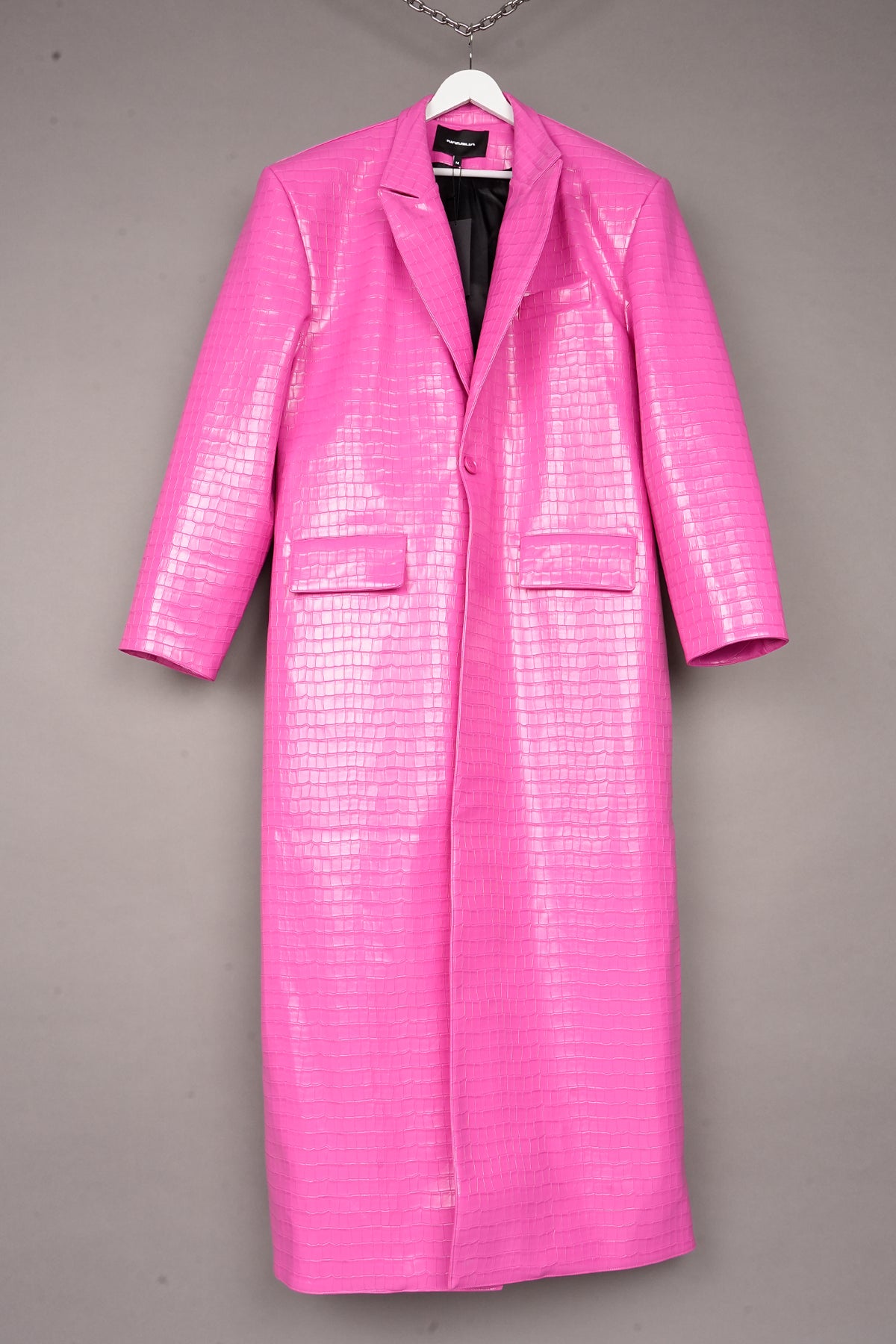 VEGAN LEATHER PINK CROC BLAZER COAT
