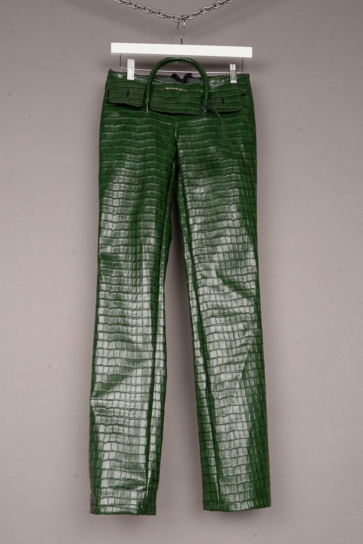 VEGAN LEATHER GREEN CROC HEIRESS HANDBAG PANTS - ONE OFF