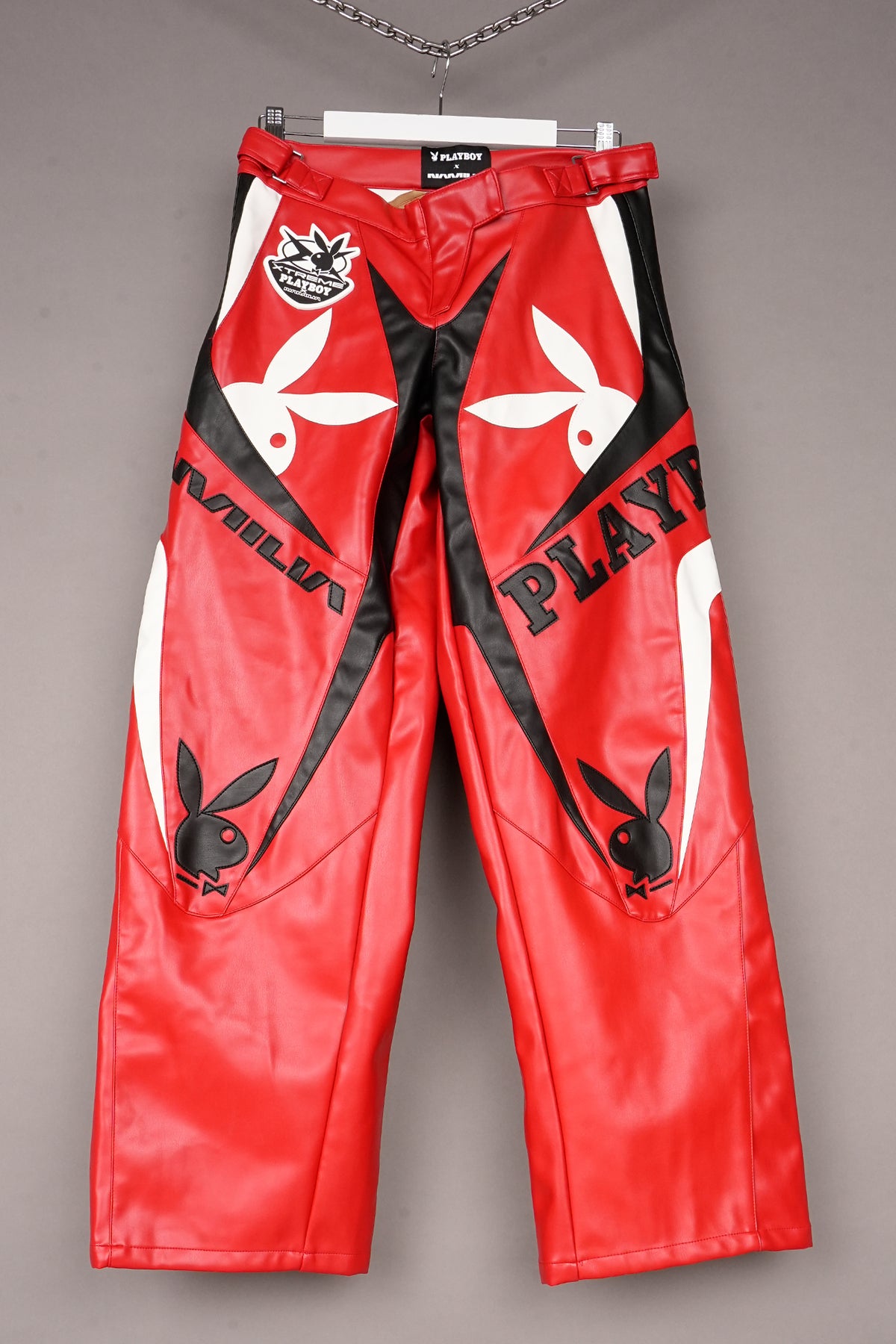 RED PLAYBOY MOTO PANTS