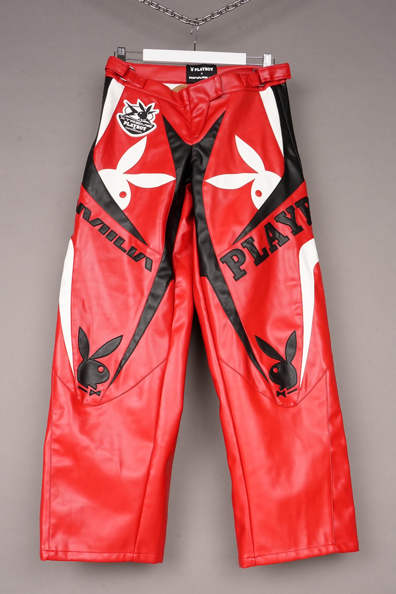 RED PLAYBOY MOTO PANTS