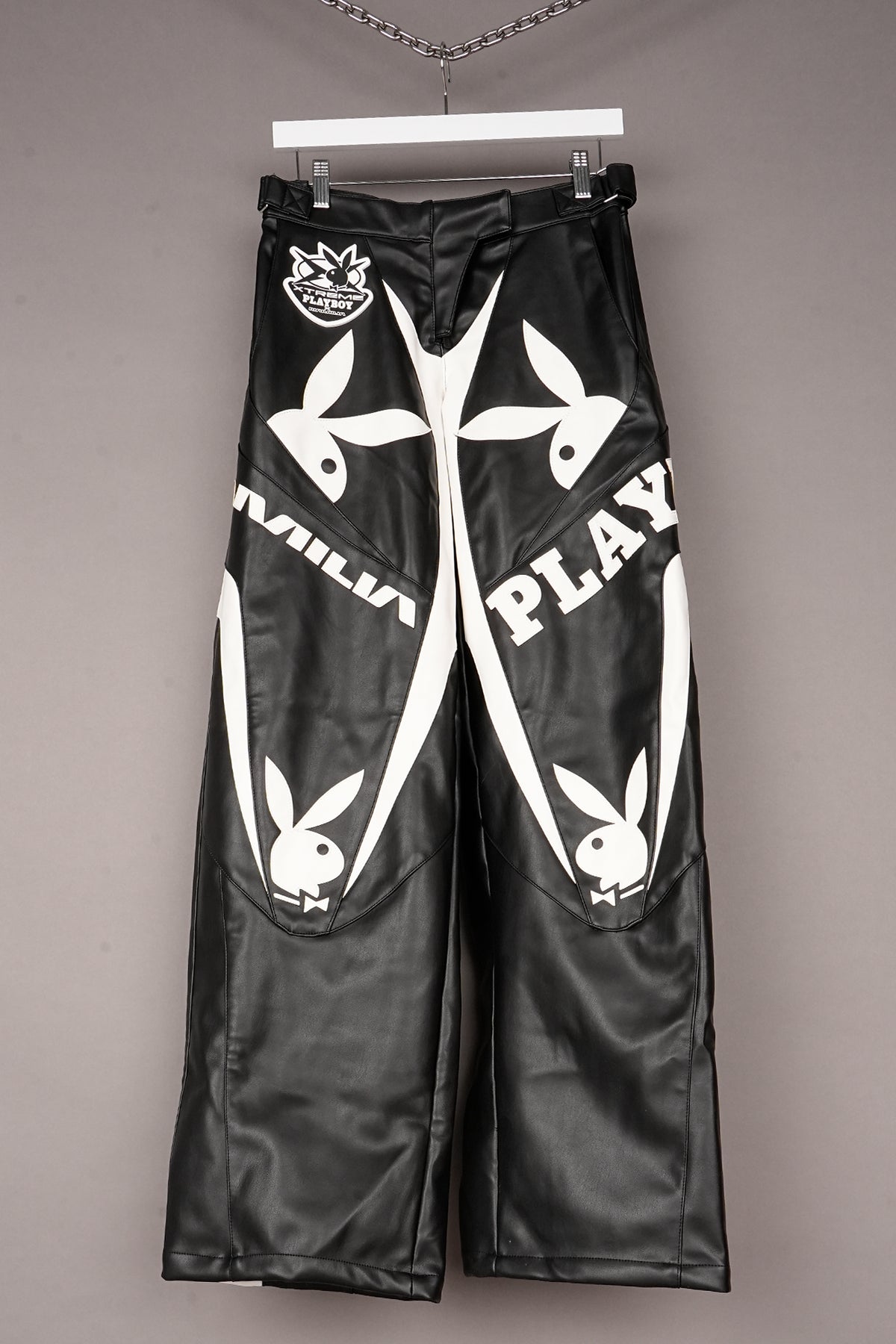BLACK PLAYBOY MOTO PANTS