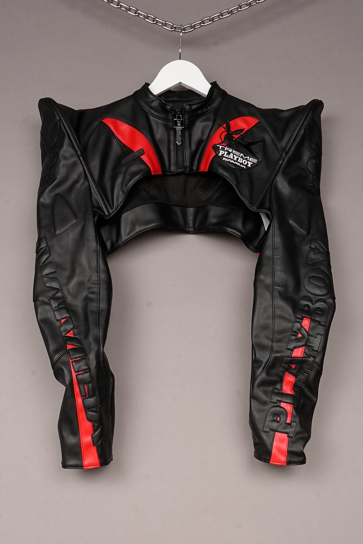 BLACK RED PLAYBOY SPIKE BOLERO JACKET - ONE OFF