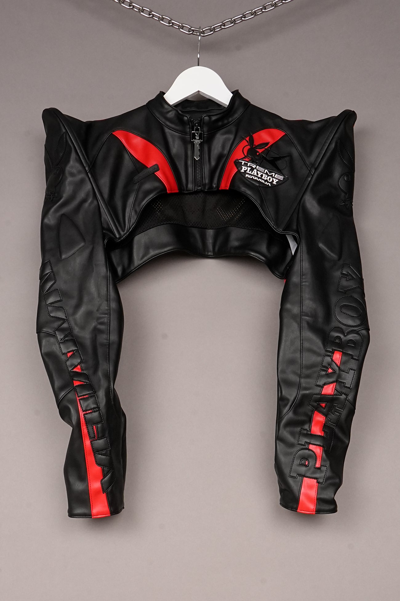 BLACK RED PLAYBOY SPIKE BOLERO JACKET - ONE OFF