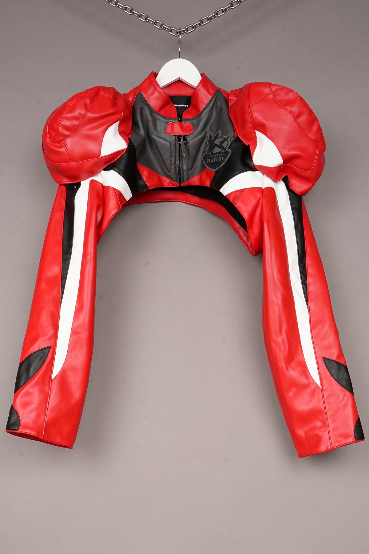 RED PLAYBOY BOLERO JACKET WITH DETACHABLE SHOULDERS - ONE OFF