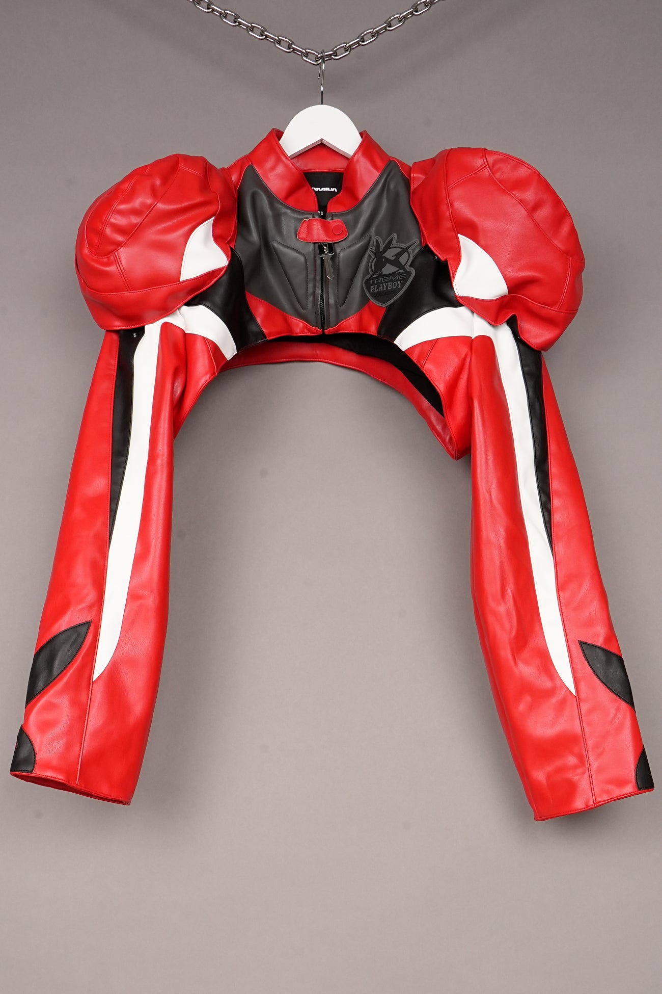RED PLAYBOY BOLERO JACKET WITH DETACHABLE SHOULDERS - ONE OFF