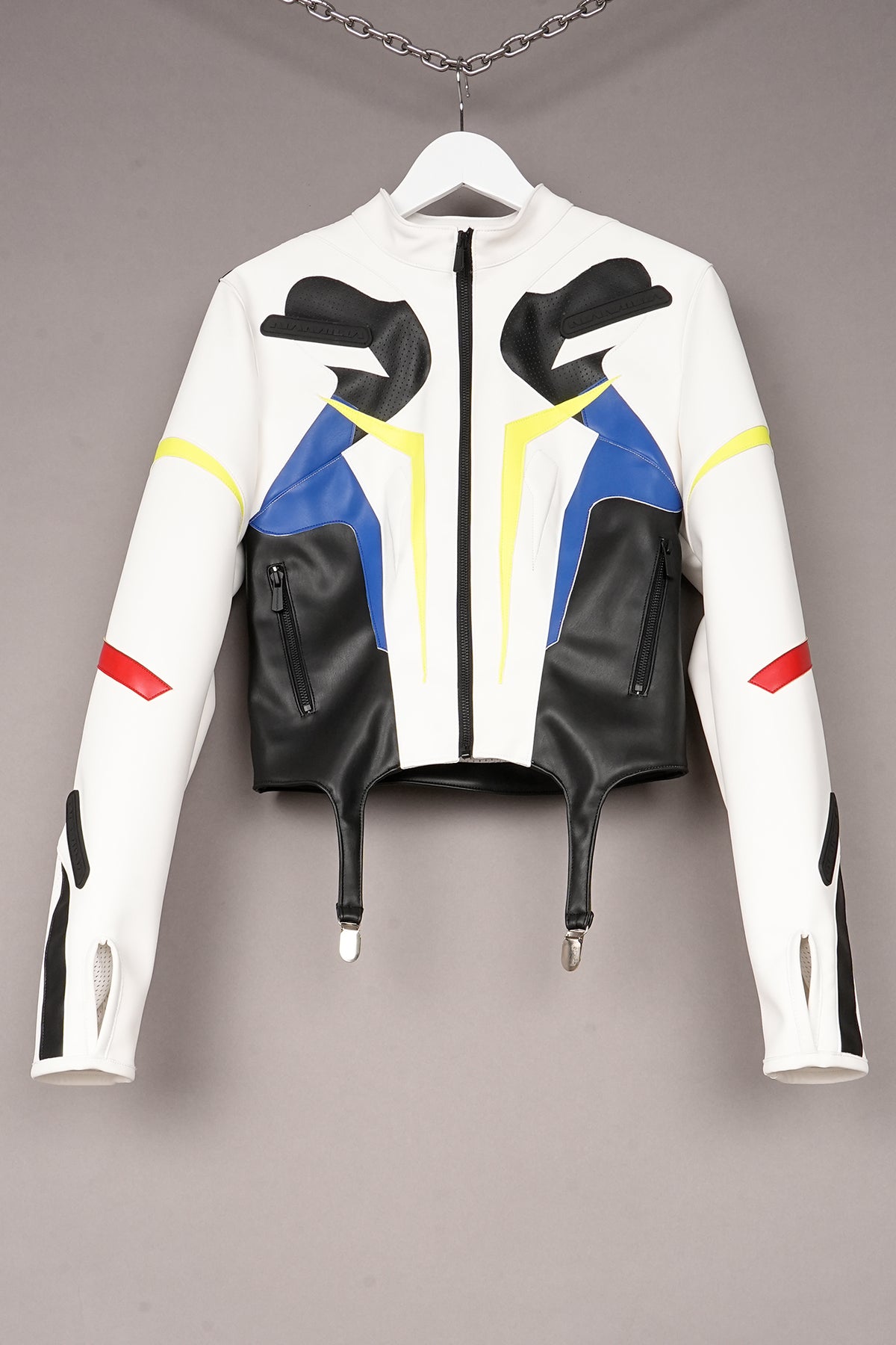 WHITE MOTO SUSPENDER JACKET - ONE OFF