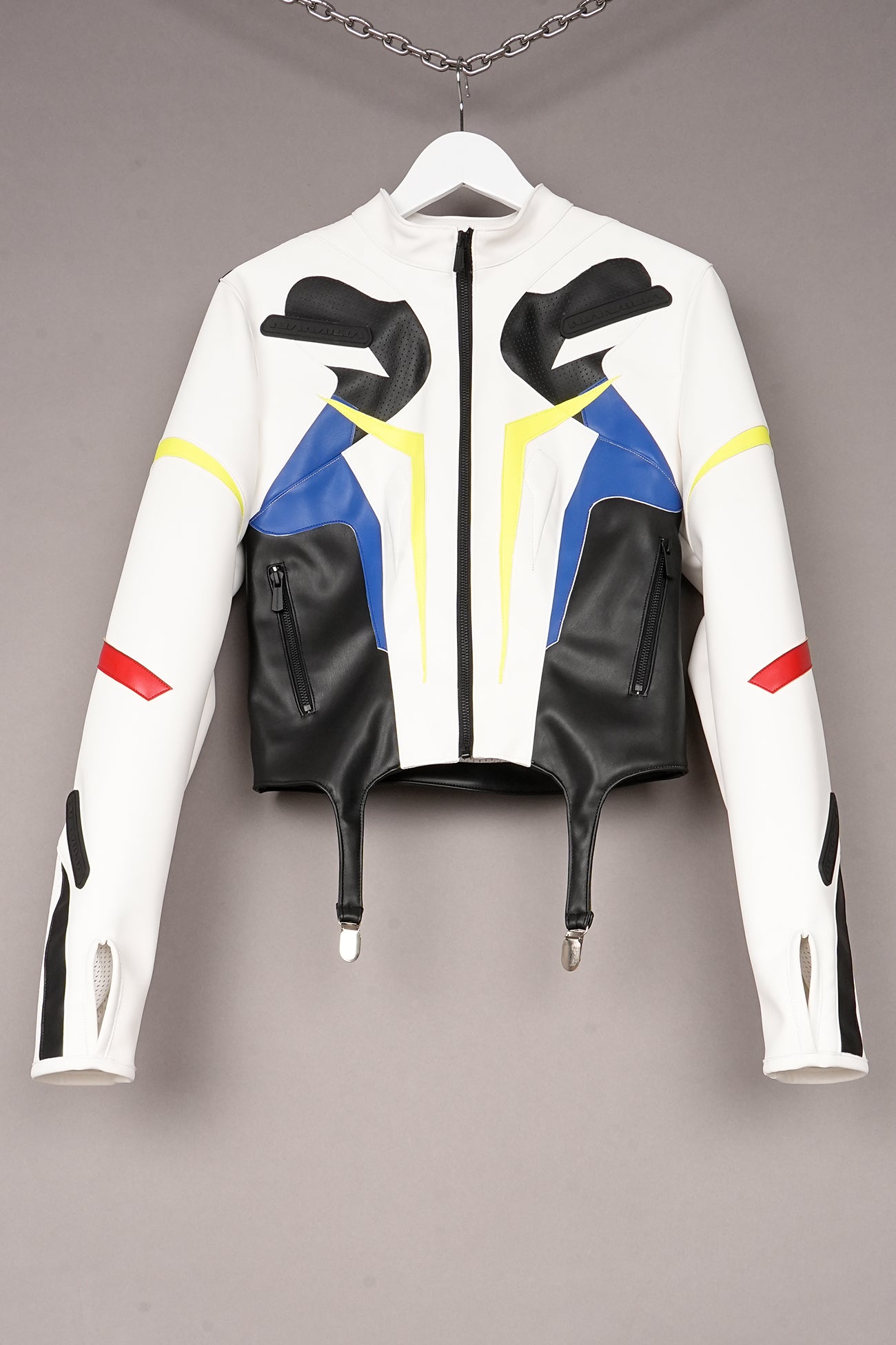 WHITE MOTO SUSPENDER JACKET - ONE OFF