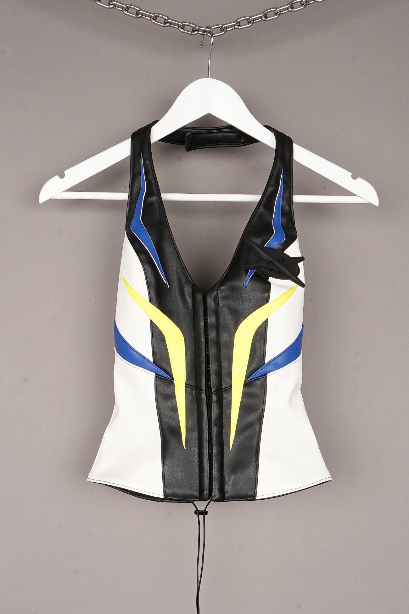 WHITE MOTO NECKHOLDER TOP - ONE OFF