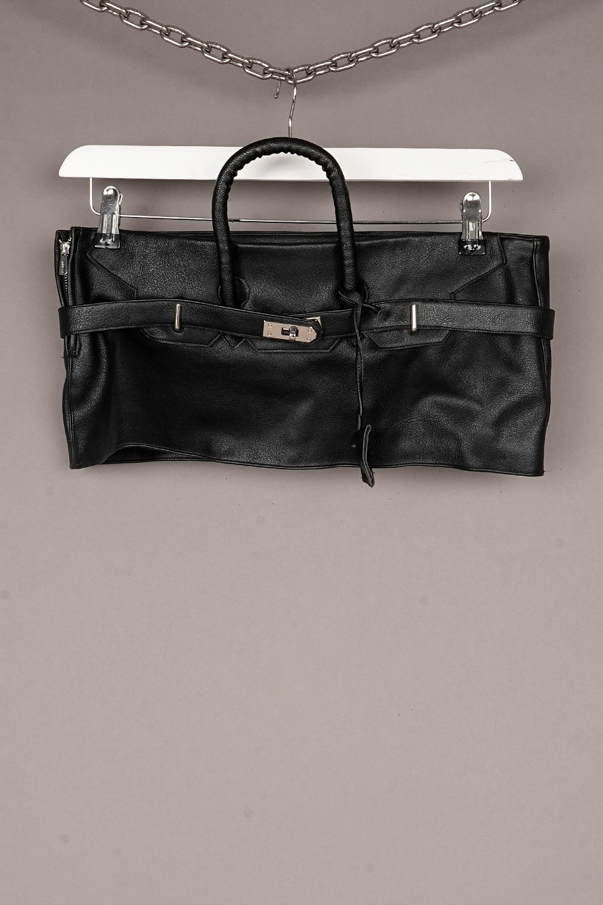 VEGAN LEATHER RUNWAY BAG SKIRT - ONE OFF