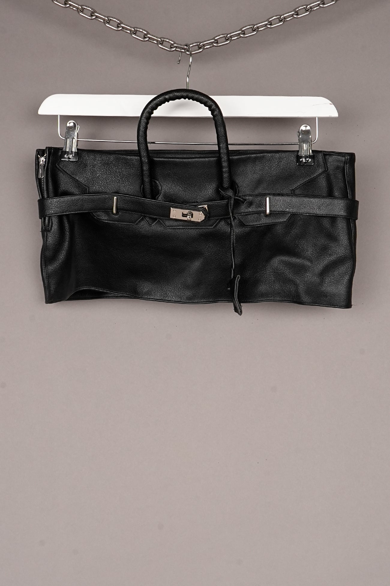 VEGAN LEATHER RUNWAY BAG SKIRT - ONE OFF