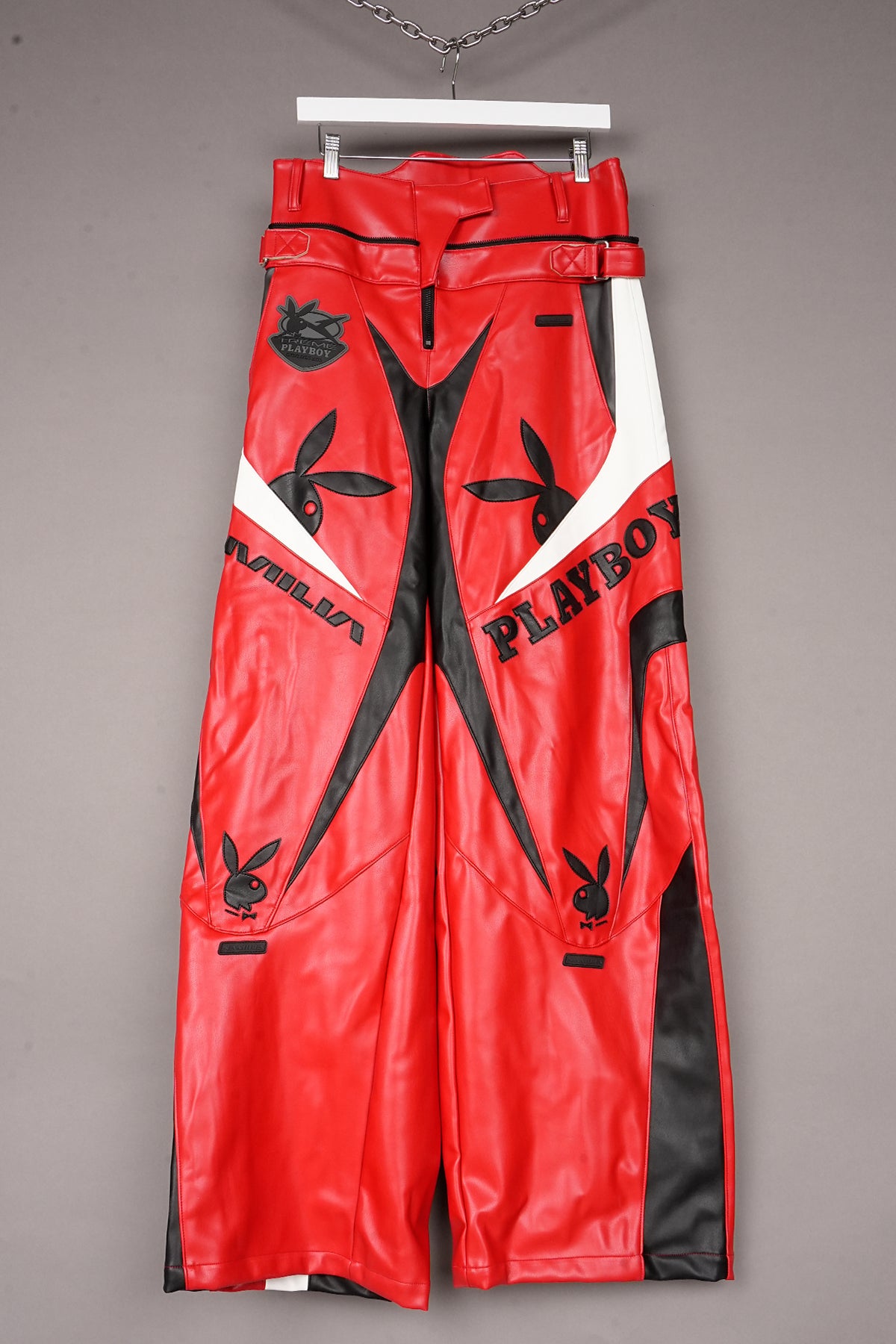 RED PLAYBOY MOTO PANTS - ONE OFF
